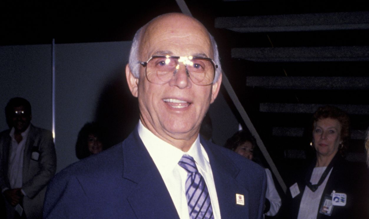 Actor Gavin MacLeod and wife Patti MacLeod attend Princess Grace Foundation Benefit Gala on September 23, 1990 aboard the Crown Princess in New York City.