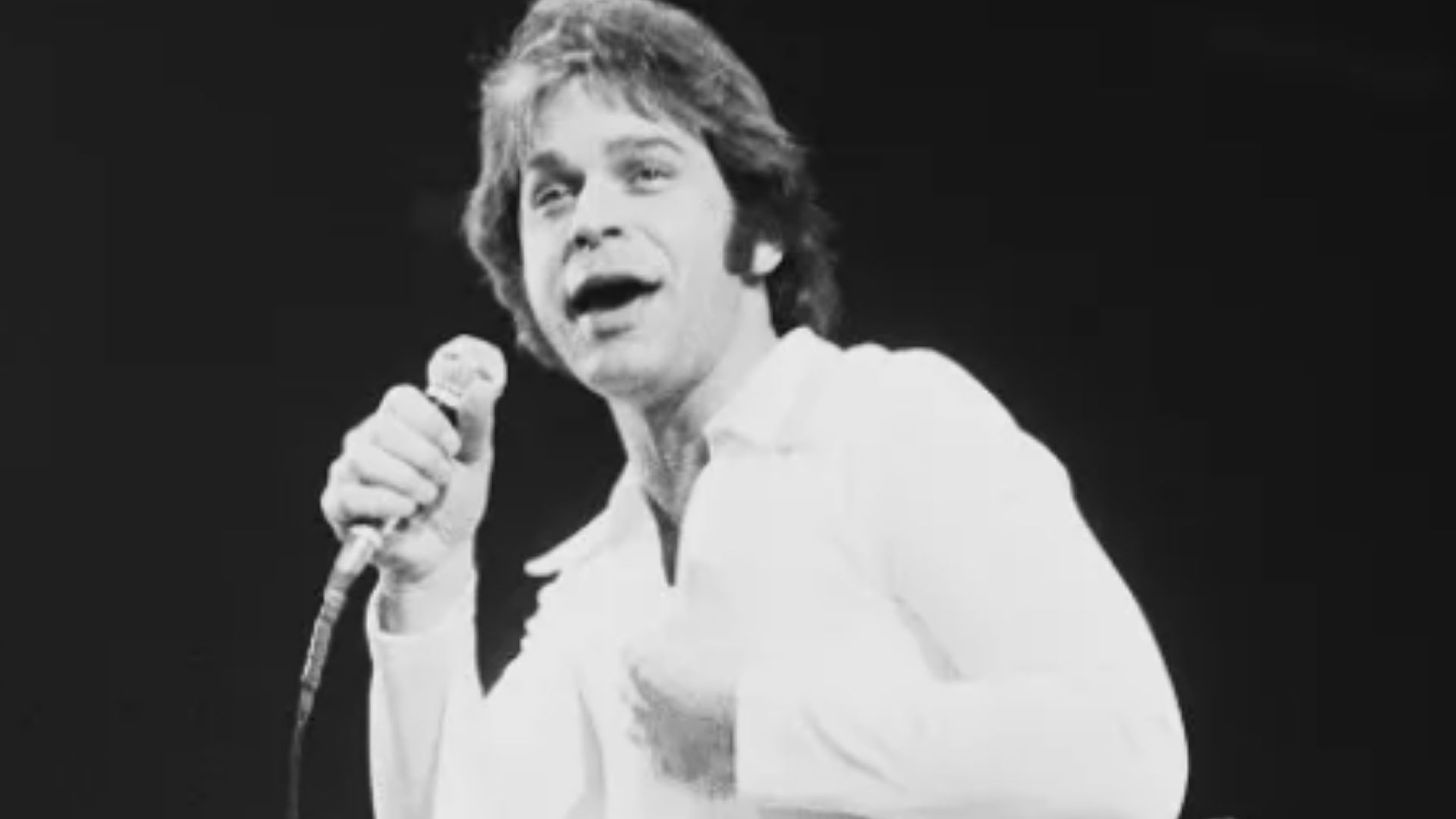 American singer-songwriter Lou Christie performing in the U.K. in April 1970