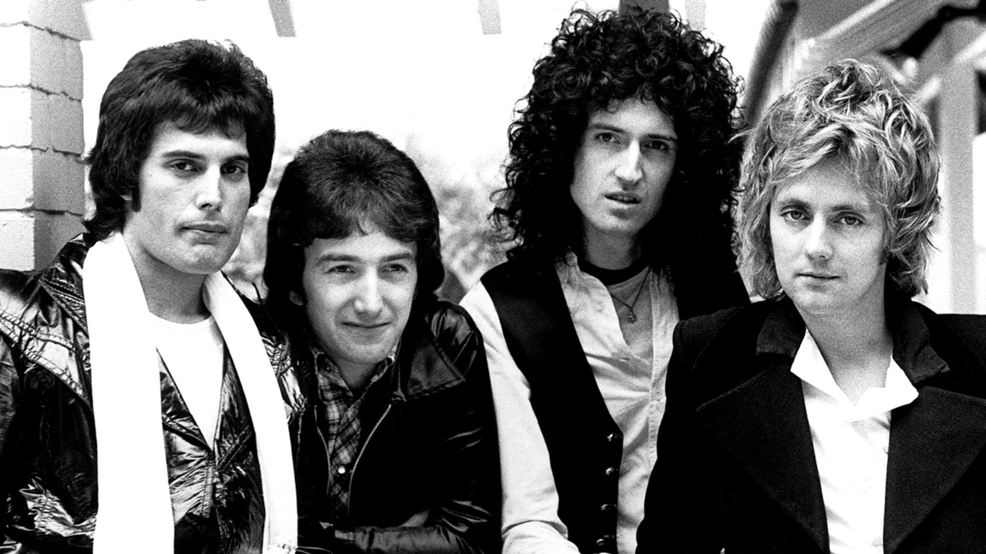 Musical band Queen, circa 1977. From left to right; Freddie Mercury, John Deacon, Brian May, and Roger Taylor.