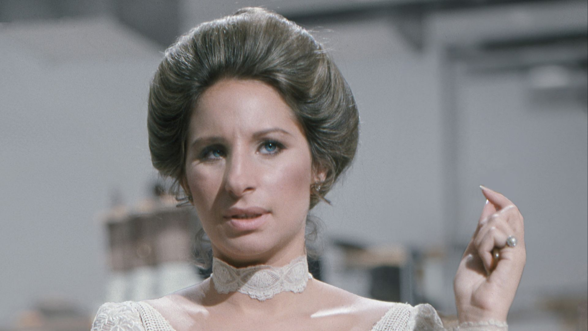 Portrait of Barbra Streisand taken in London during the taping of her TV Special 'Barbra Streisand... and other Musical Instruments'.