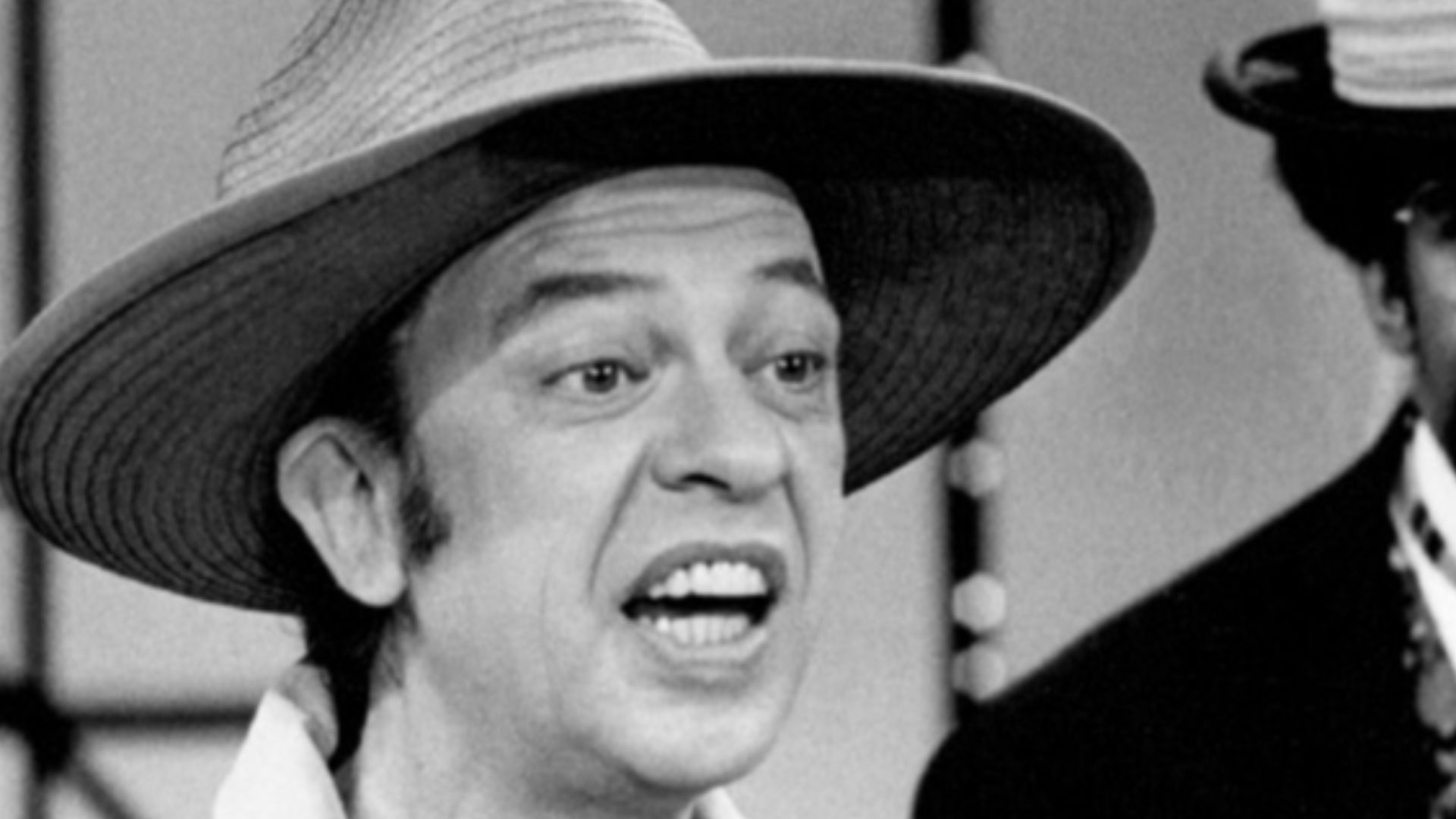 Photo from the television program The New Bill Cosby Show.  In this skit, Don Knotts sings as Bill Cosby strums a bass.