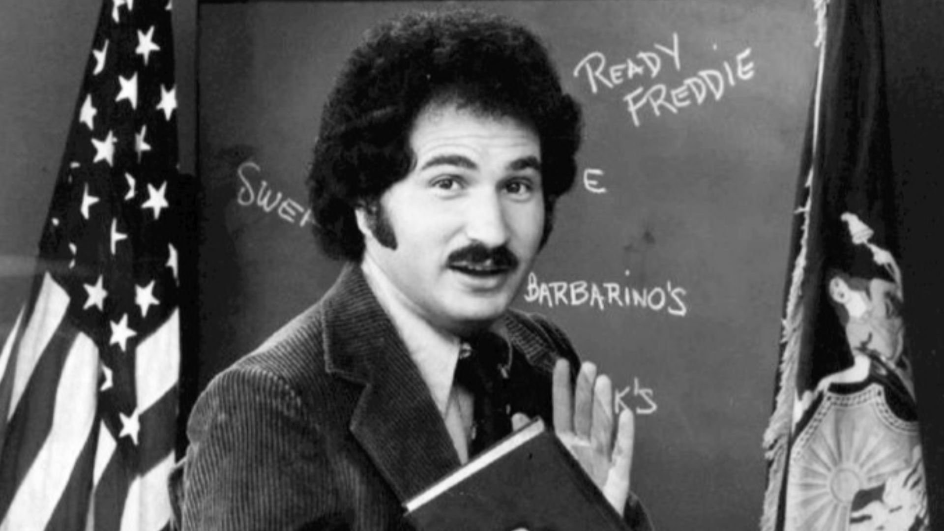 Publicity photo of Gabe Kaplan as Gabe Kotter from the television program Welcome Back, Kotter.
