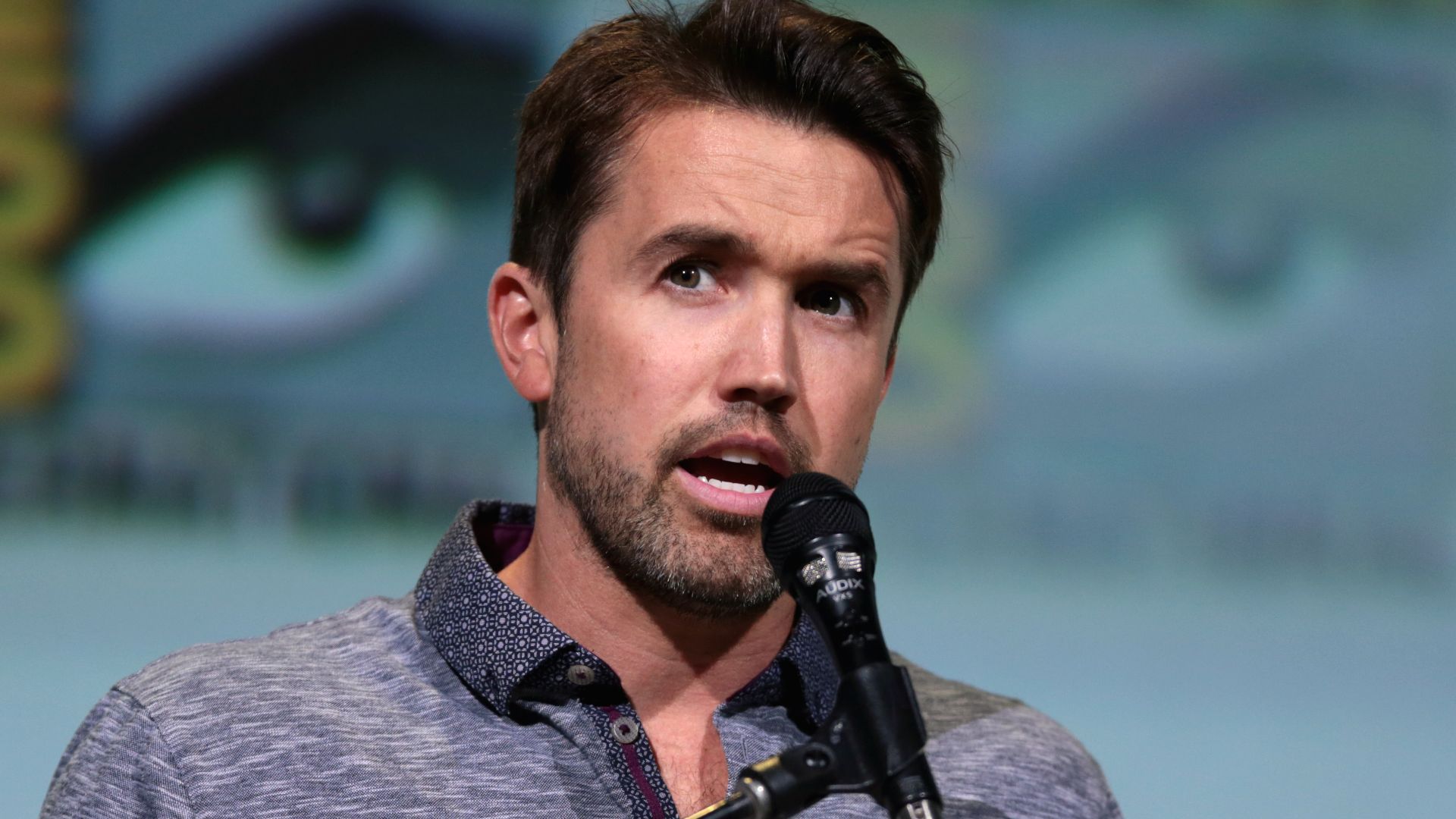 Rob McElhenney speaking at the 2016 San Diego Comic Con International, for