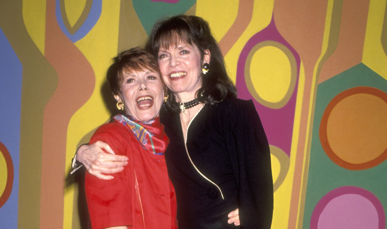 Actress Judy Carne and Actress Barbara Feldon attend the NBC Winter TCA Press Tour In Conjunction with the 25th Anniversary Celebration of 'Laugh-In' on January 15, 1993 at Loews Santa Monica Beach Hotel in Santa Monica, California.