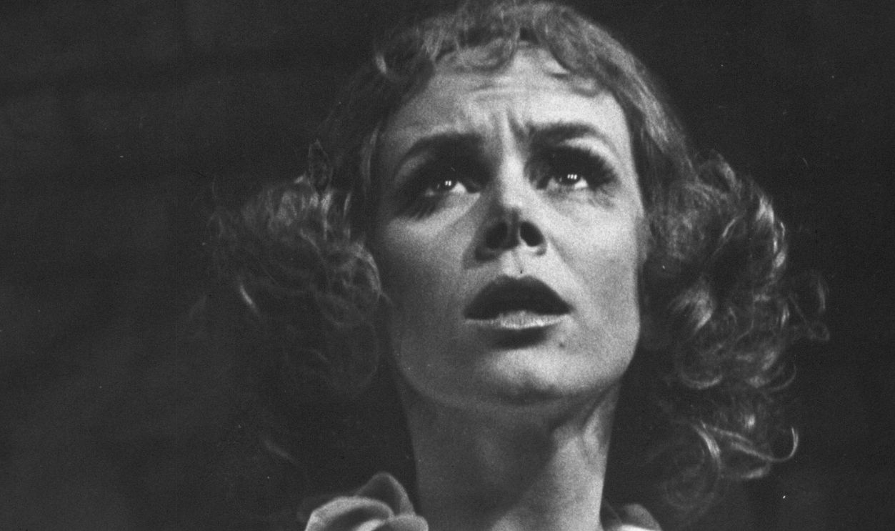 Actress Judy Carne in a scene from stock production of stage musical Dames At Sea. (