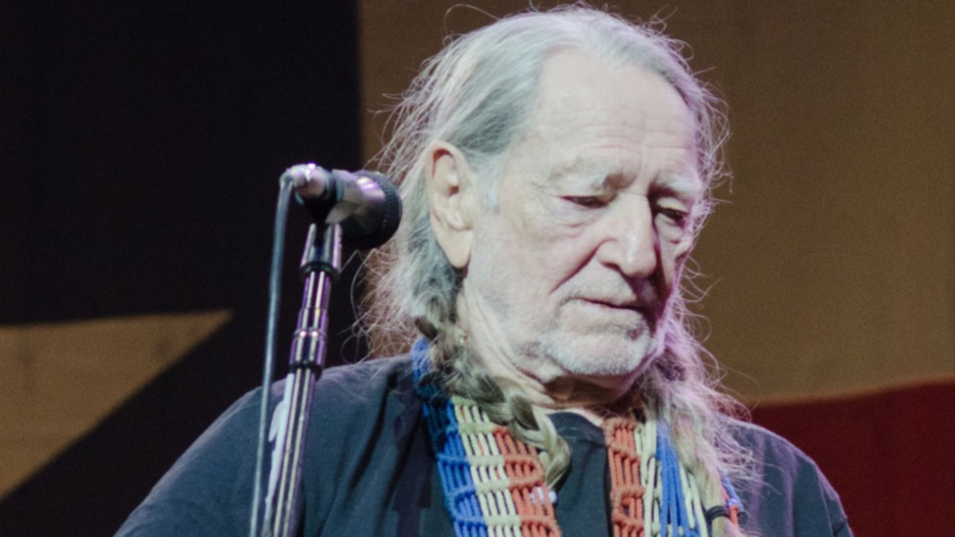Singer-songwriter Willie Nelson, performing at the Wellmont Theatre in Montclair, New Jersey.