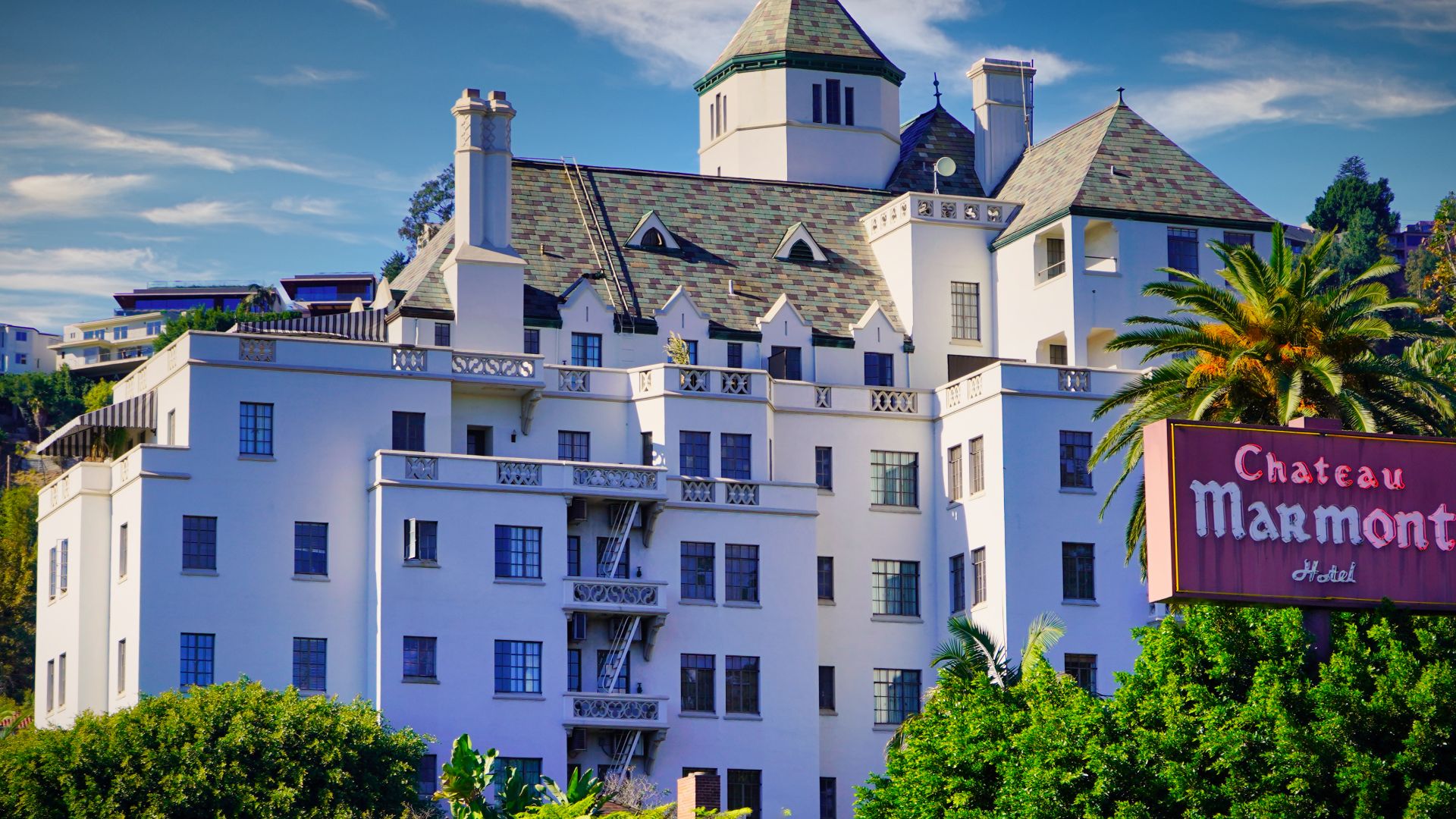 Exterior shot of the iconic Chateau Marmont in Los Angeles, California.

Image taken by me for use on my real estate website and released under Creative Commons. Please feel free to use as you see fit. I request attribution in the form of a dofollow link 