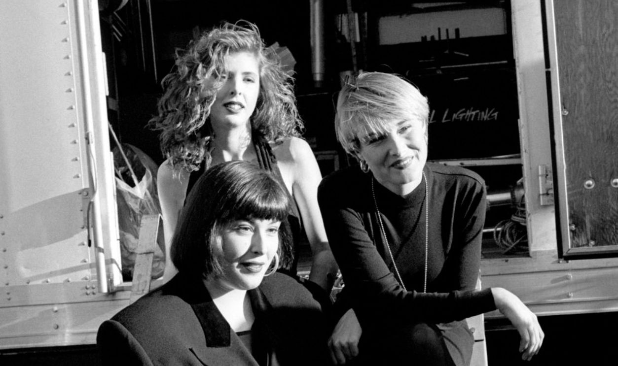 LOS ANGELES, CA - CIRCA 1990: (L-R) American singer and television personality Carnie Wilson, American singer and television personality Wendy Wilson and American singer and actress Chynna Phillips, of the American pop group Wilson Phillips, pose for a portrait before filming their video of 