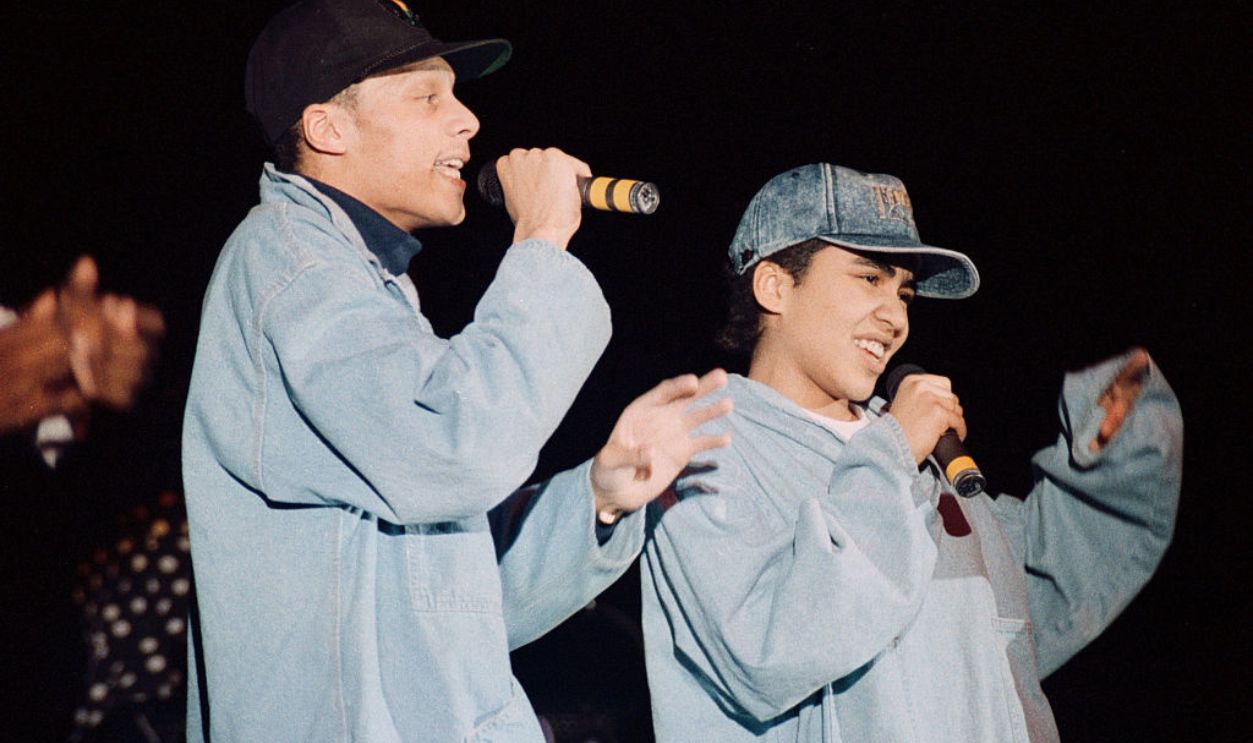 MINNEAPOLIS - MARCH 12: Electronica band Technotronic (L-R) MC Eric (Eric Martin aka Me One) and Ya Kid K (Manuela Barbara Kamosi Moaso Djogi) performs at First Avenue nightclub in Minneapolis, Minnesota on March 12, 1990. 