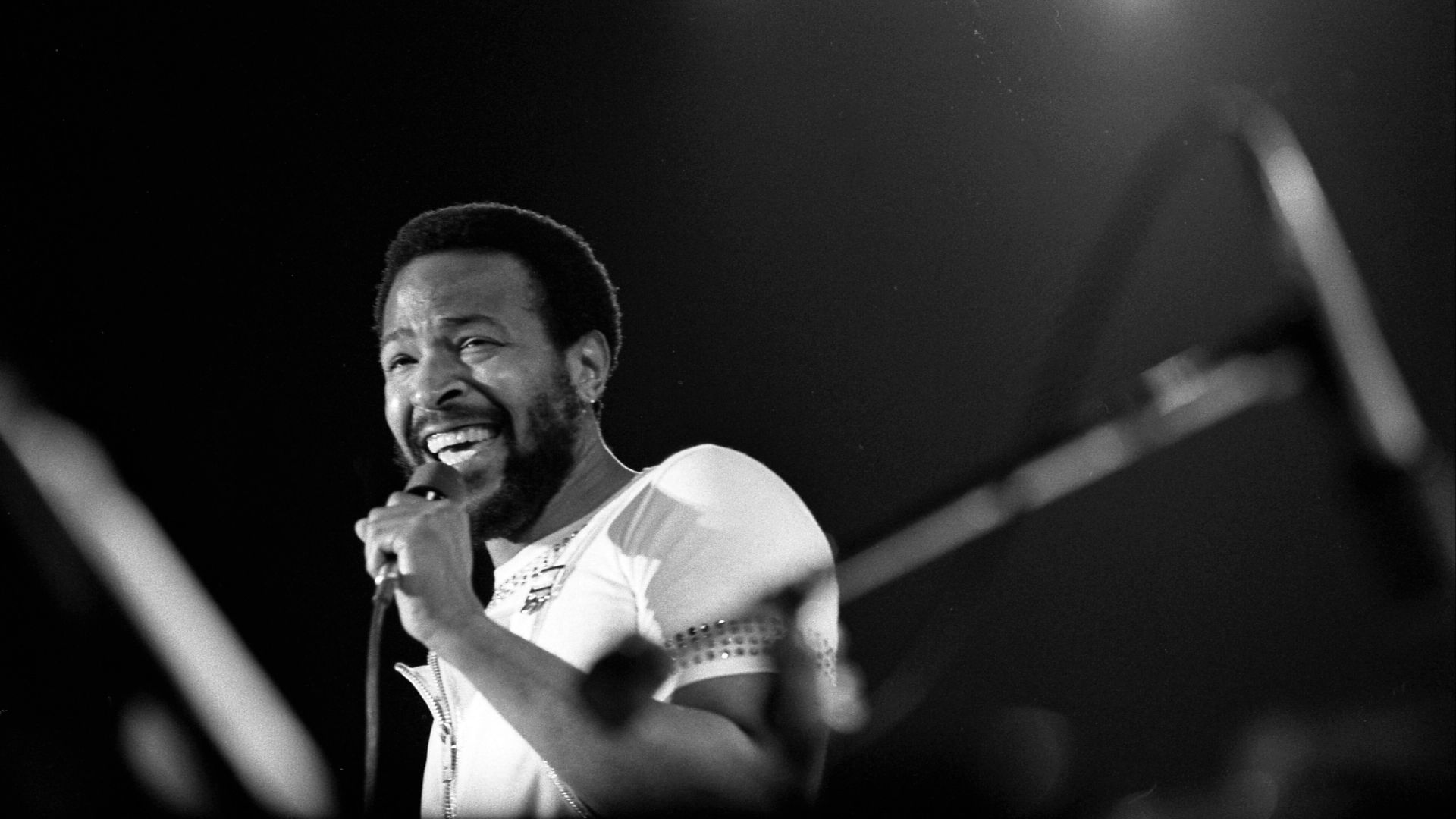 Marvin Gaye performing in a concert at the Forum in Inglewood