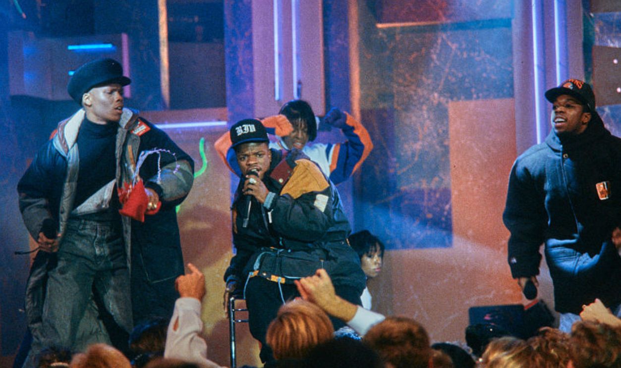 Bell Biv Devoe on Dick Clark's New Year's Rockin' Eve 1991 recorded at Club Vertigo on December 31, 1990 in Los Angeles, California. 