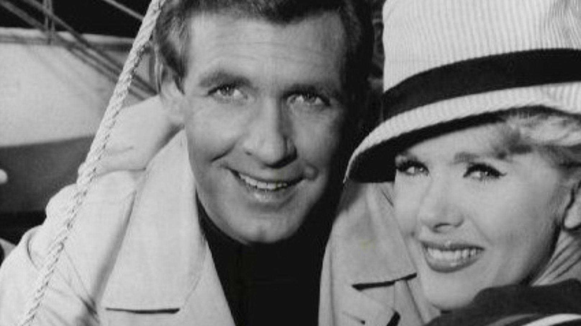 Photo of Connie Stevens as Wendy Conway and Ron Harper as her airline pilot husband, Jeff, from the television program Wendy and Me.