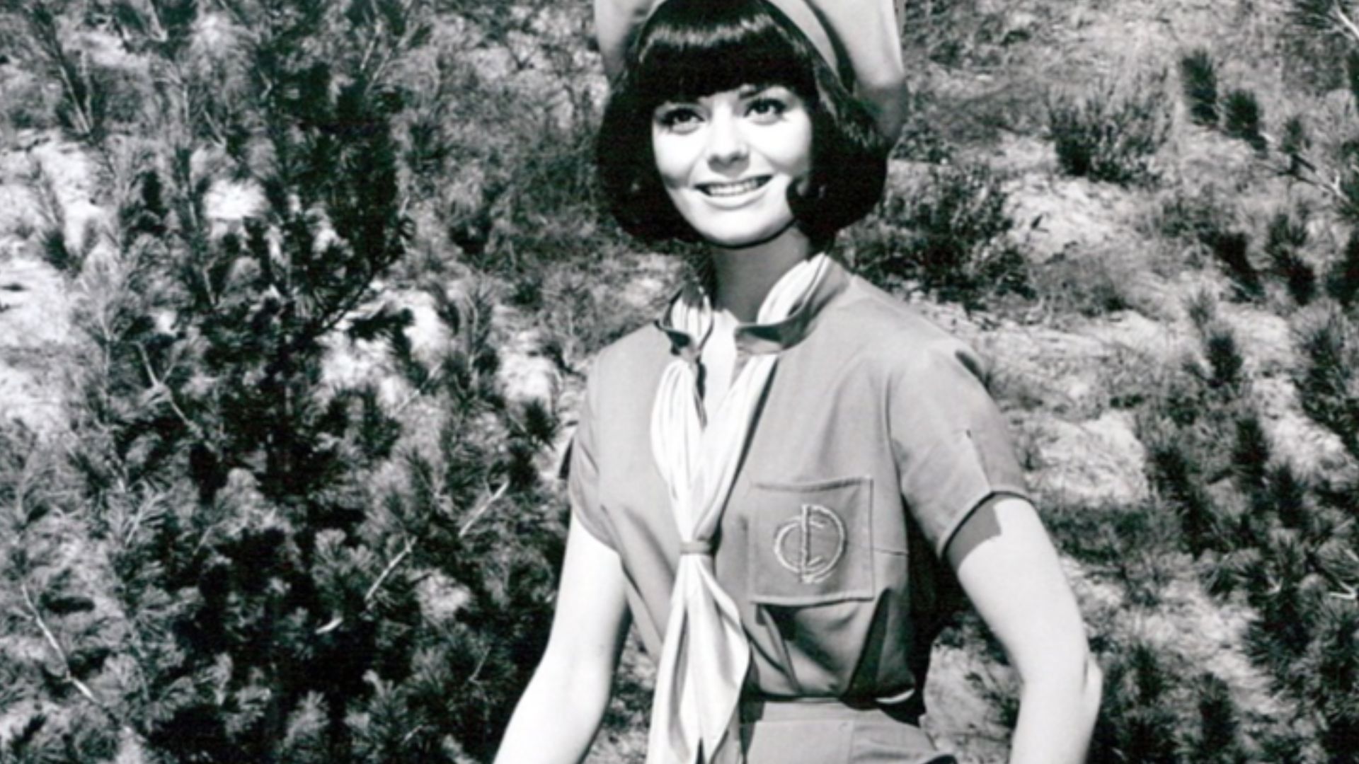 Actress Nina Wayne in a promotional photograph for the television series Camp Runamuck - Episode 2 (Rabbits of the World Unite), 1965