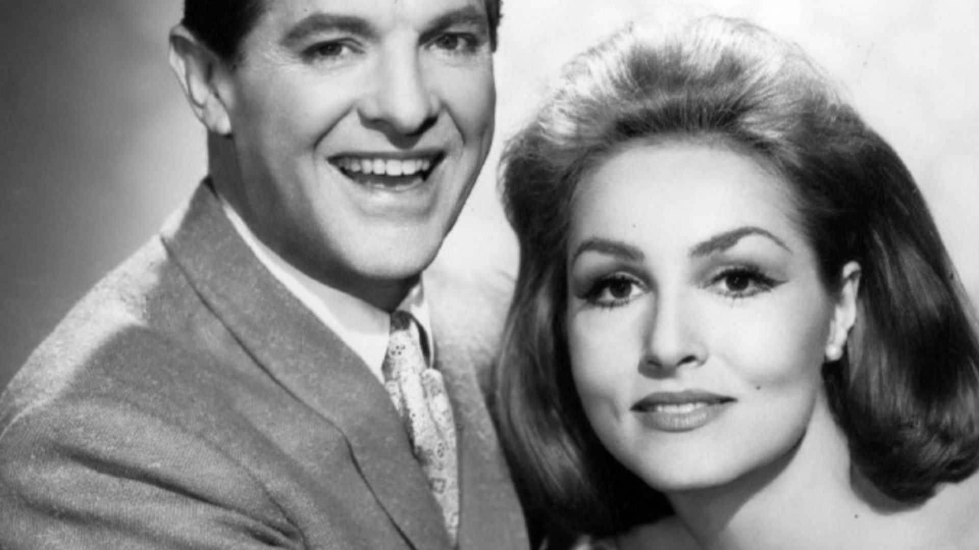 Photo of Bob Cummings and Julie Newmar from the television program My Living Doll.