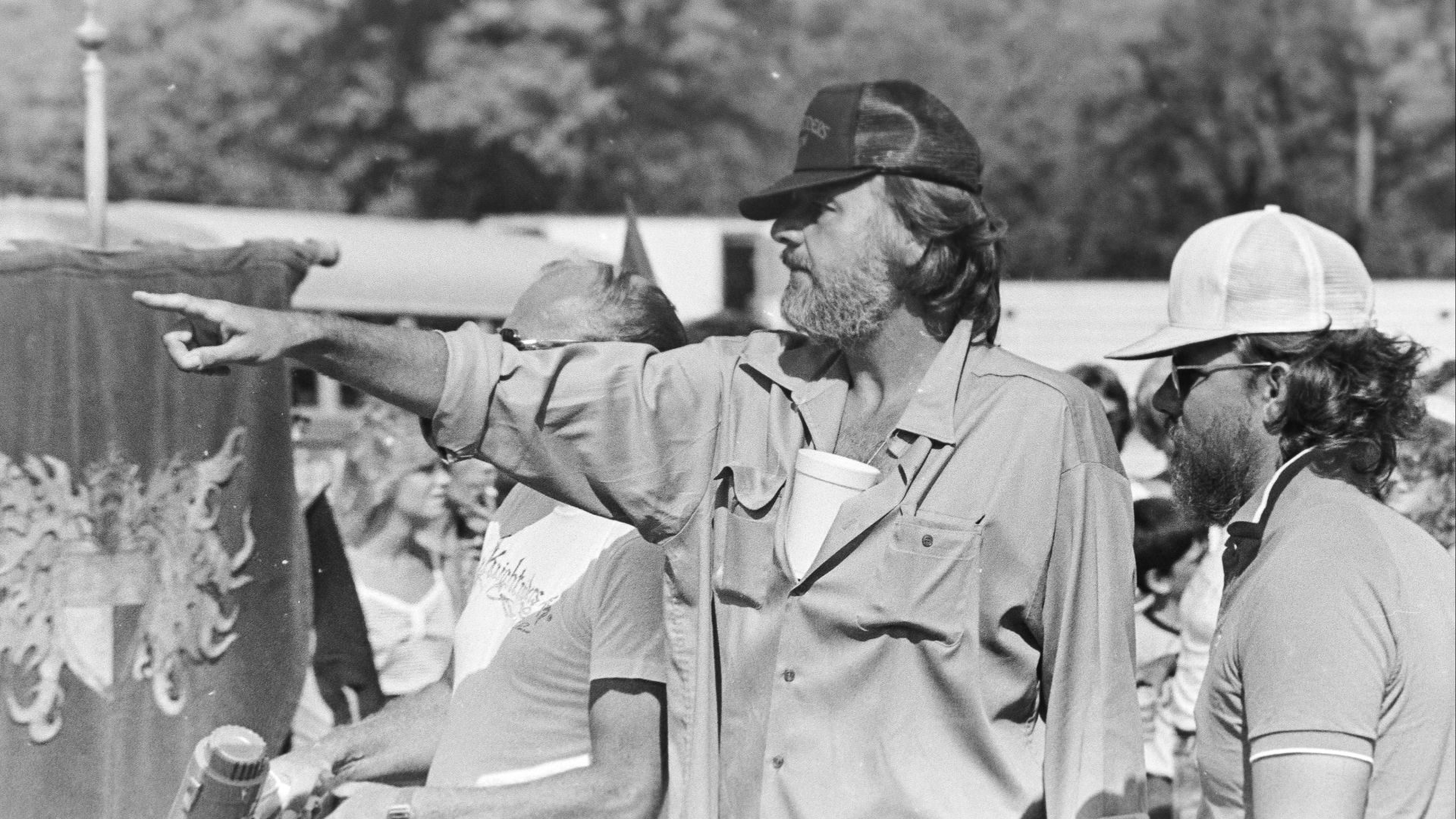 George A. Romero (center) directing. This shot was capture on the set of “Knightriders” in Pennsylvania, on location near Pittsburgh.