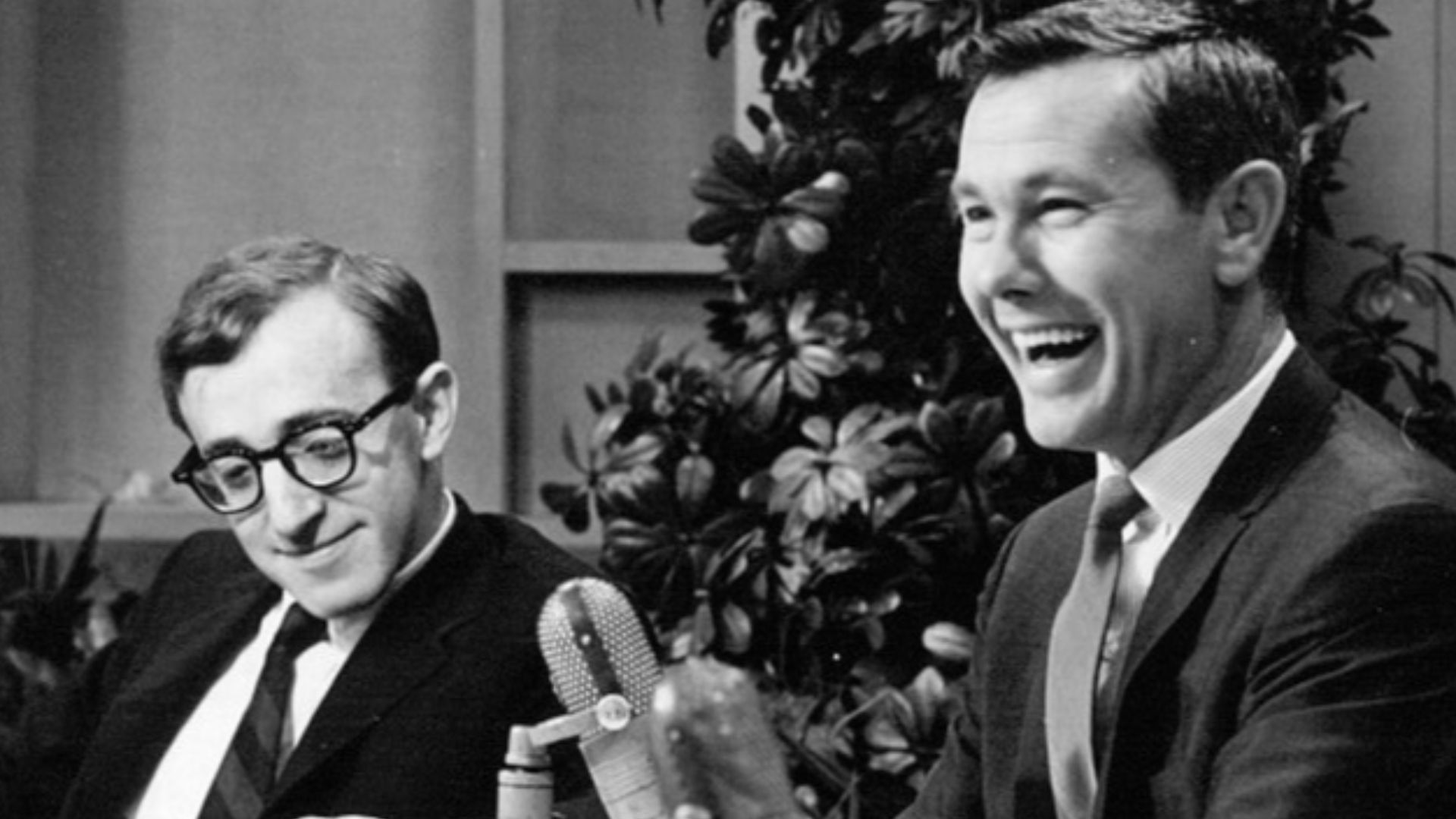 Photo of Johnny Carson and guest Woody Allen from The Tonight Show.