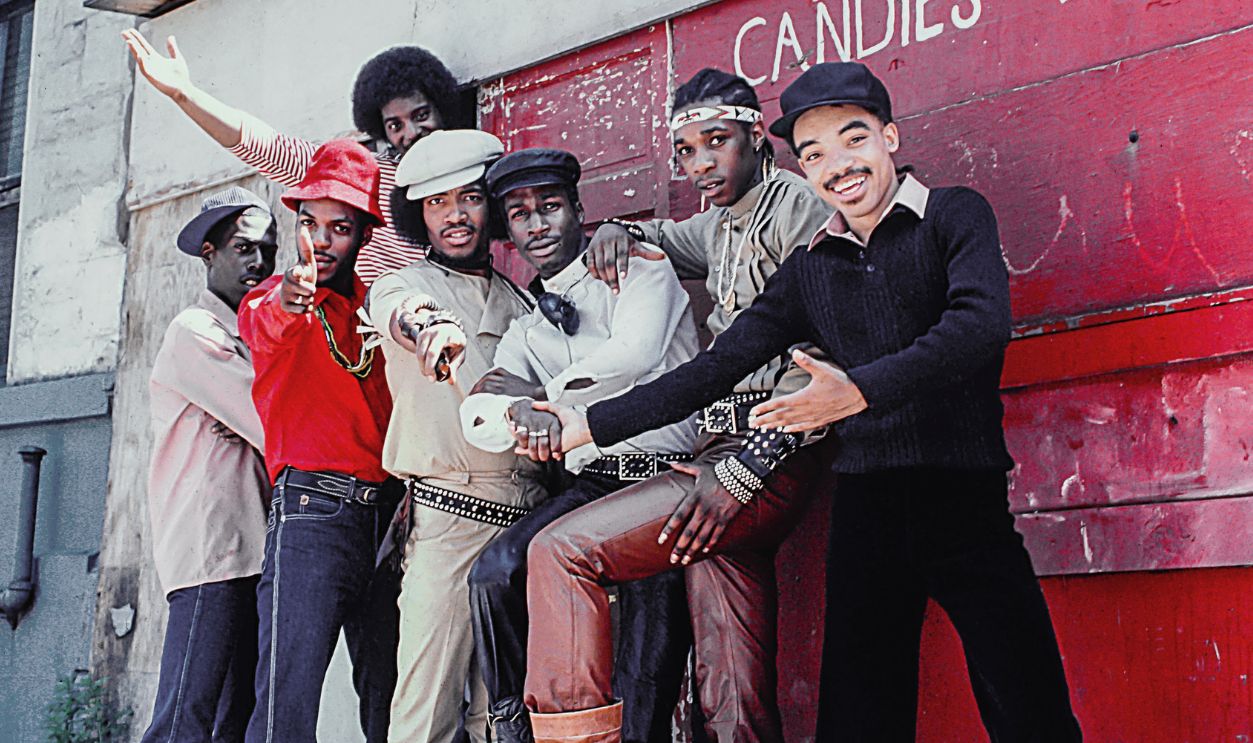 Rap group Grandmaster Flash and The Furious Five during a photo shoot for the cover of their album 'The Message', New York City, New York, 1981.