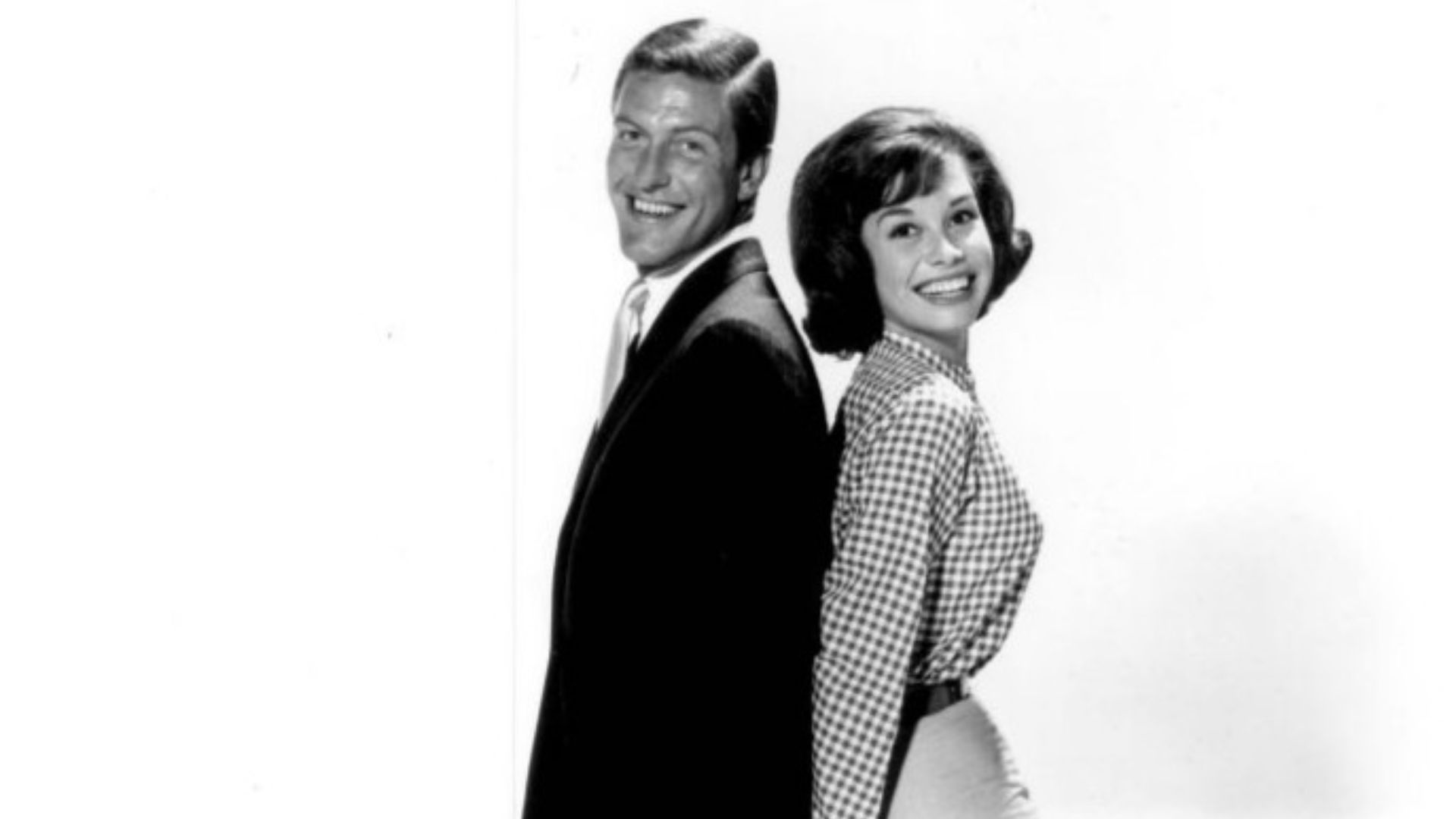 Publicity photo of Dick Van Dyke and Mary Tyler Moore used for the premiere of the television program The Dick Van Dyke Show.