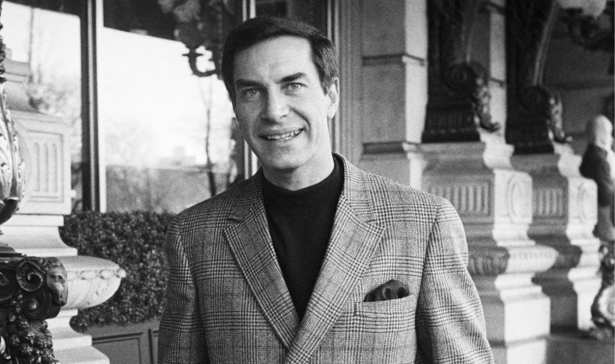 Martin Landau outside at the Plaza Hotel; circa 1970; New York.