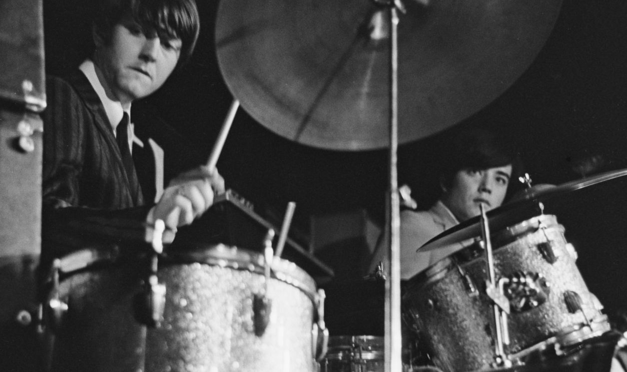 The Turtles Play The Bitter End American drummer Don Murray (1945-1996) behind his drum kit as his band, The Turtles, perform live at the Bitter End, a nightclub in the Greenwich Village neighbourhood of Manhattan, New York City, New York, circa 1966. 