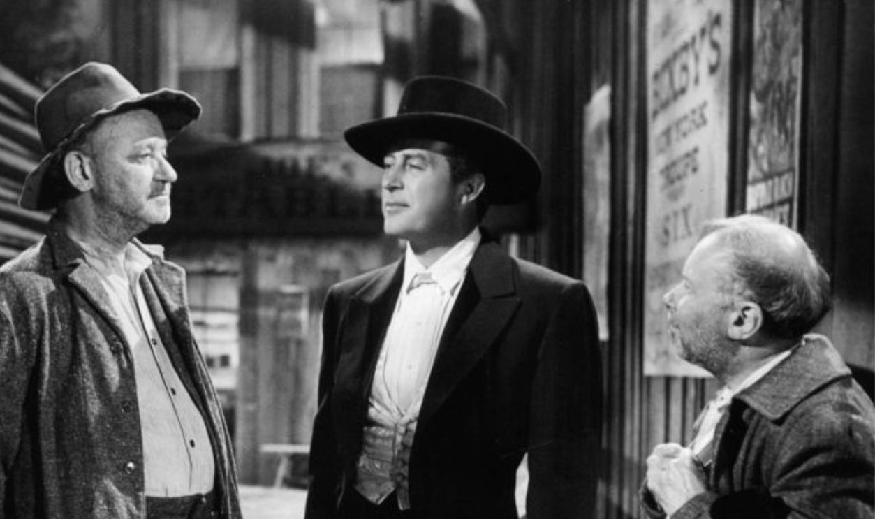 1950: Ray Milland, James Burke and Percy Helton star in the film 'Copper Canyon', an unrealistic western directed by John Farrow for Paramount.