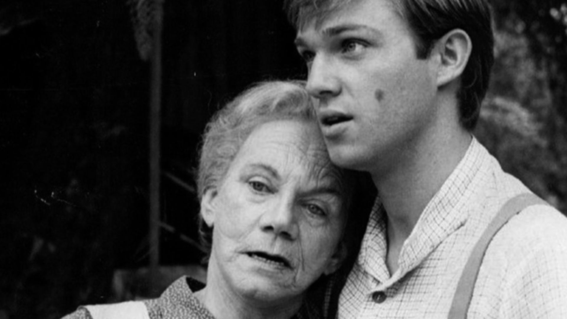 Publicity photo of Richard Thomas and Ellen Corby from the television program The Waltons.