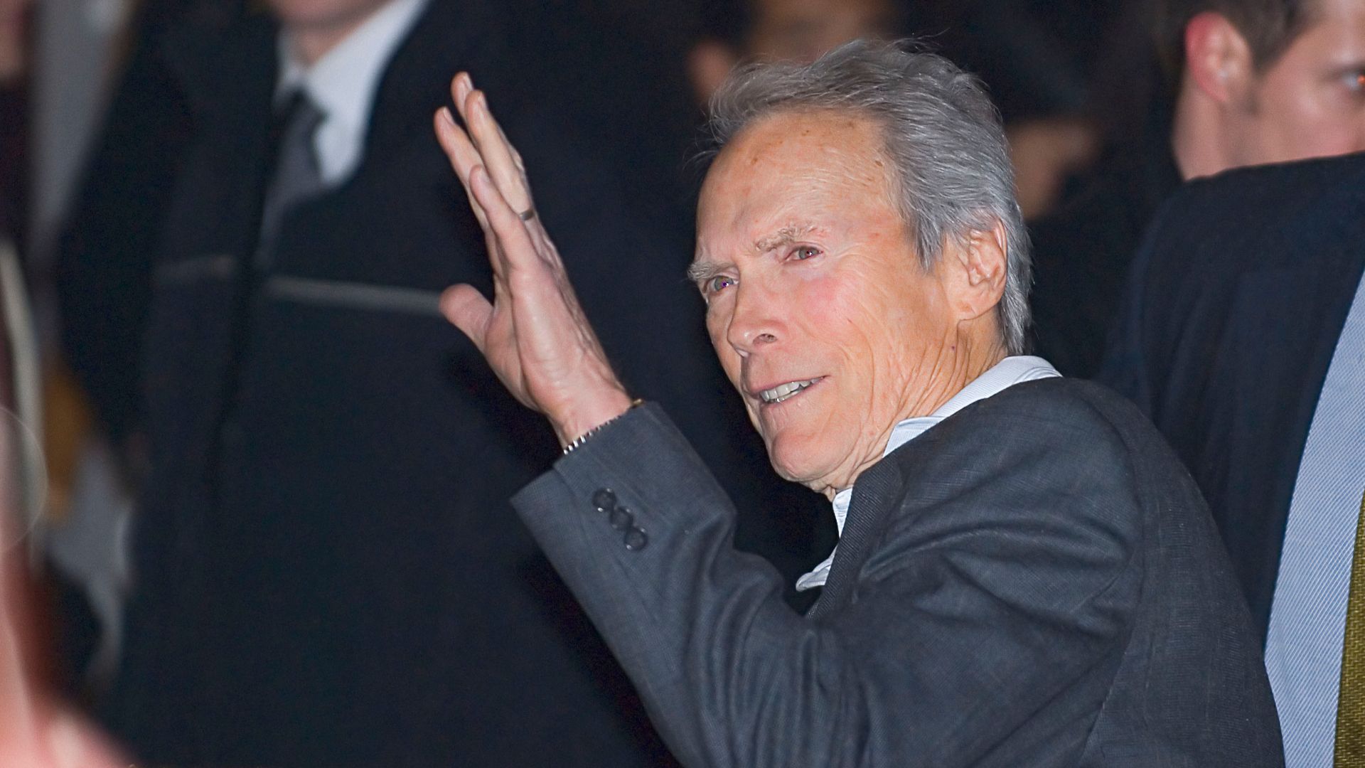 Clint Eastwood leaving the press conference for