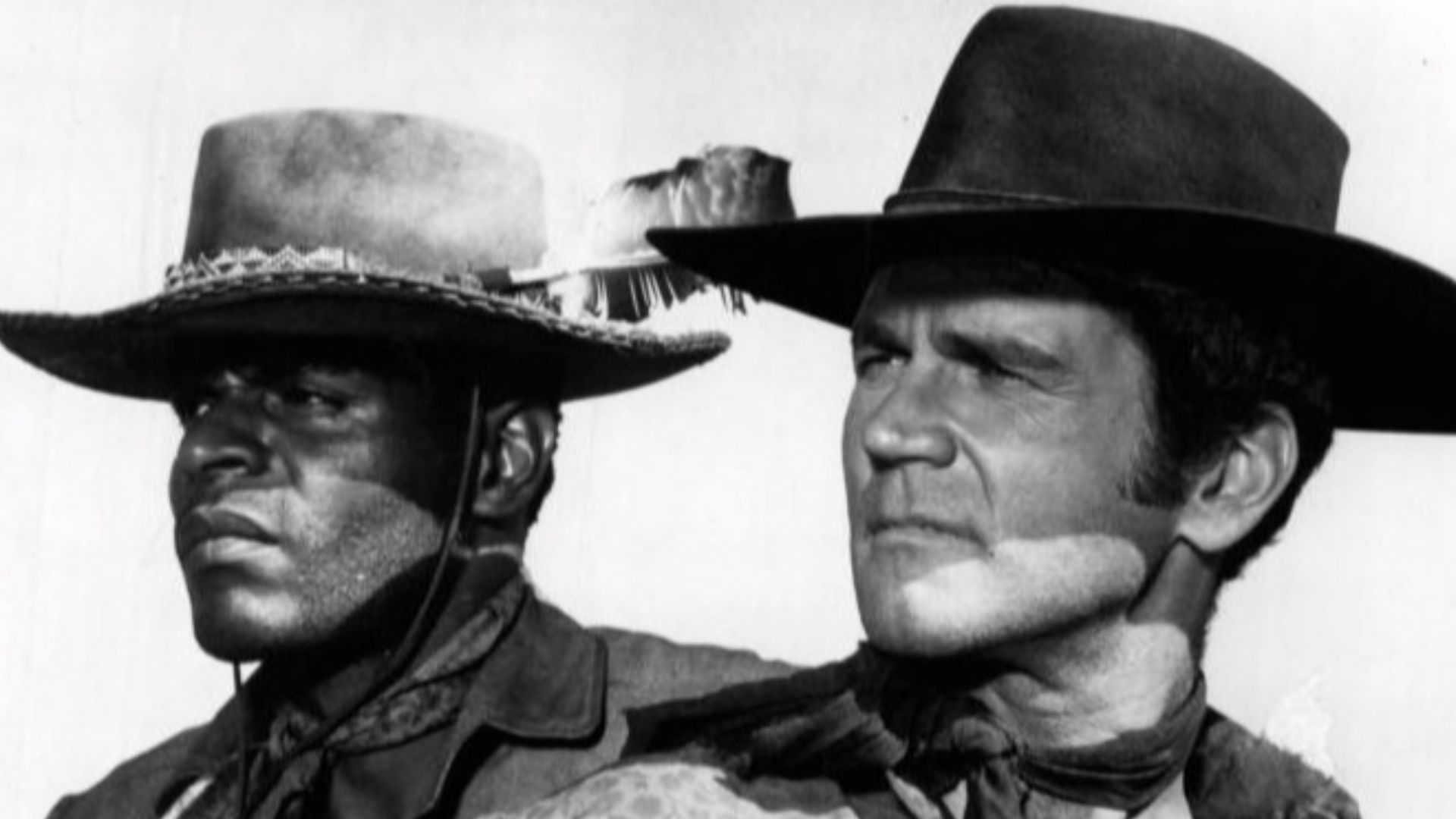 Photo of Otis Young as Jernal David and Don Murray as Earl Corey from the television program The Outcasts.