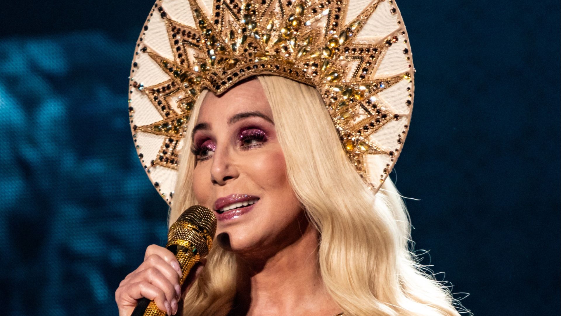Cher performing in London during her Here We Go Again Tour in October 2019.