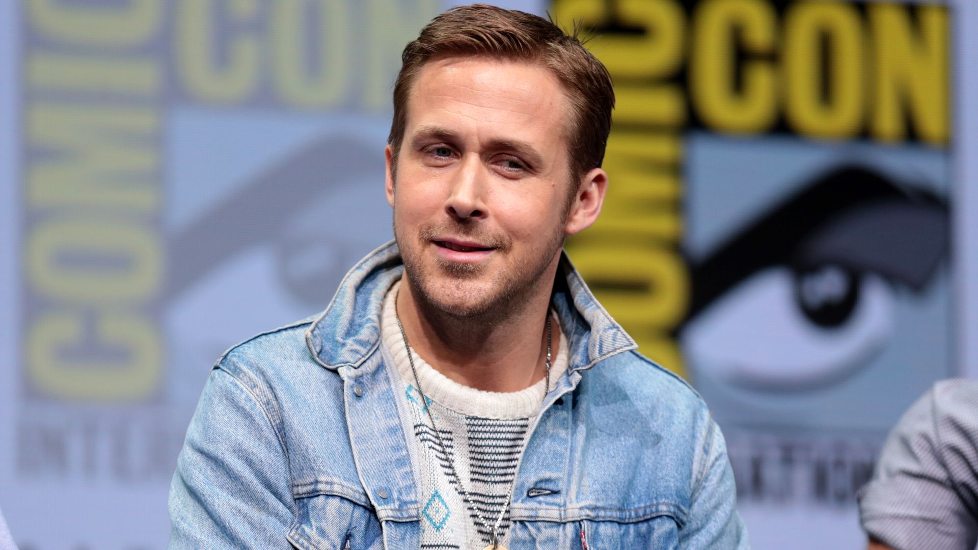 Ryan Gosling speaking at the 2017 San Diego Comic Con International, for