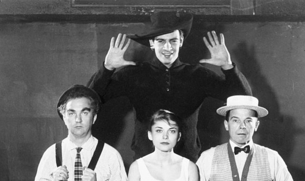 (Original Caption) The Original 1960 Cast Of The Fantasticks: Jerry Orbach (El Gallo, the bandit-narrator), top; Center row, from left: Hugh Thomas (the Girl's father), Rita Gardner, (The Girl), William Larsen, (The Boy's Father); Bottom row, from left: Richard Stauffer (The Mute), Kenneth Nelson (The Boy), George Curley (The Cockney Indian). The other two members of the original cast not pictured are Thomas Bruce (who was actually Tom Jones, the lyricist and librettist of The Fantasticks), creator of the role of the Old Shakespearean actor, and Jay Hampton, as the Handyman, a bit part that was written out of the show shortly after it opened.