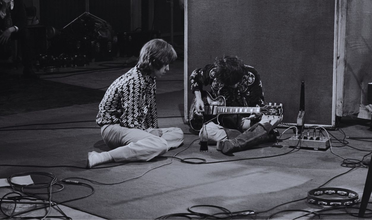 Gettyimages - 72591416, One Plus One Rolling Stones members Mick Jagger and Keith Richards at the Olympic Sound Studios while making Jean Luc Godard's semi documentary movie 'Sympathy for the Devil', aka 'One Plus One', 12th June 1968.
