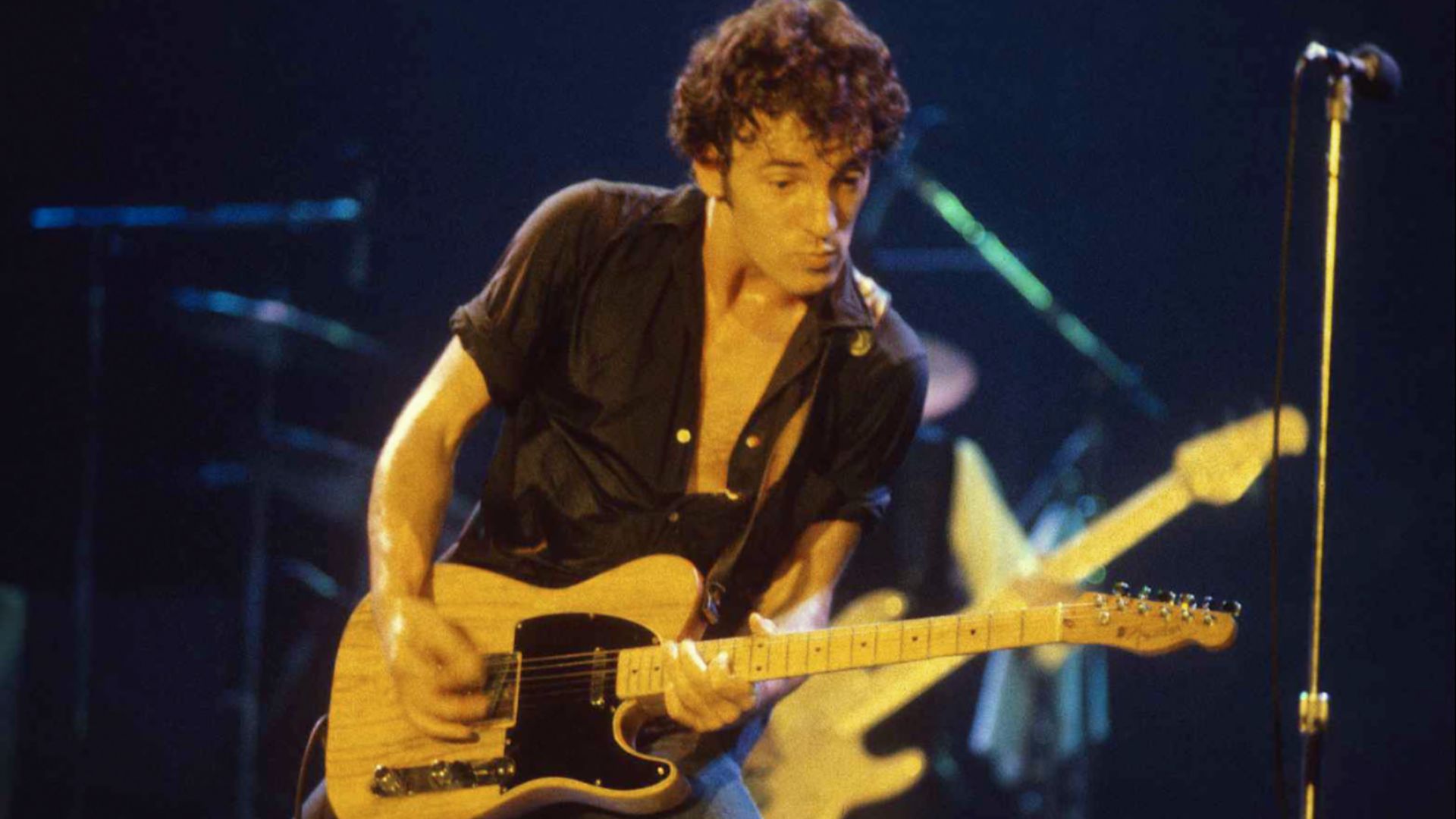 American rock musician Bruce Springsteen performing at the New Haven Coliseum in 	New Haven, Connecticut circa 1977-1978