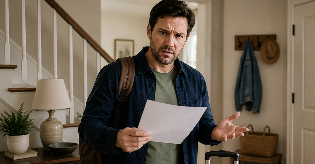 AI-generated image of man worried about his rental car bill.