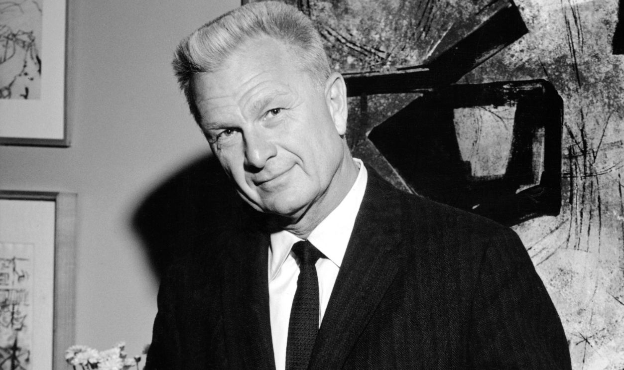 Actor Eddie Albert, star of Green Acres television show, poses for a portrait in 1967 at his home in the Hollywood section of Los Angeles, California.