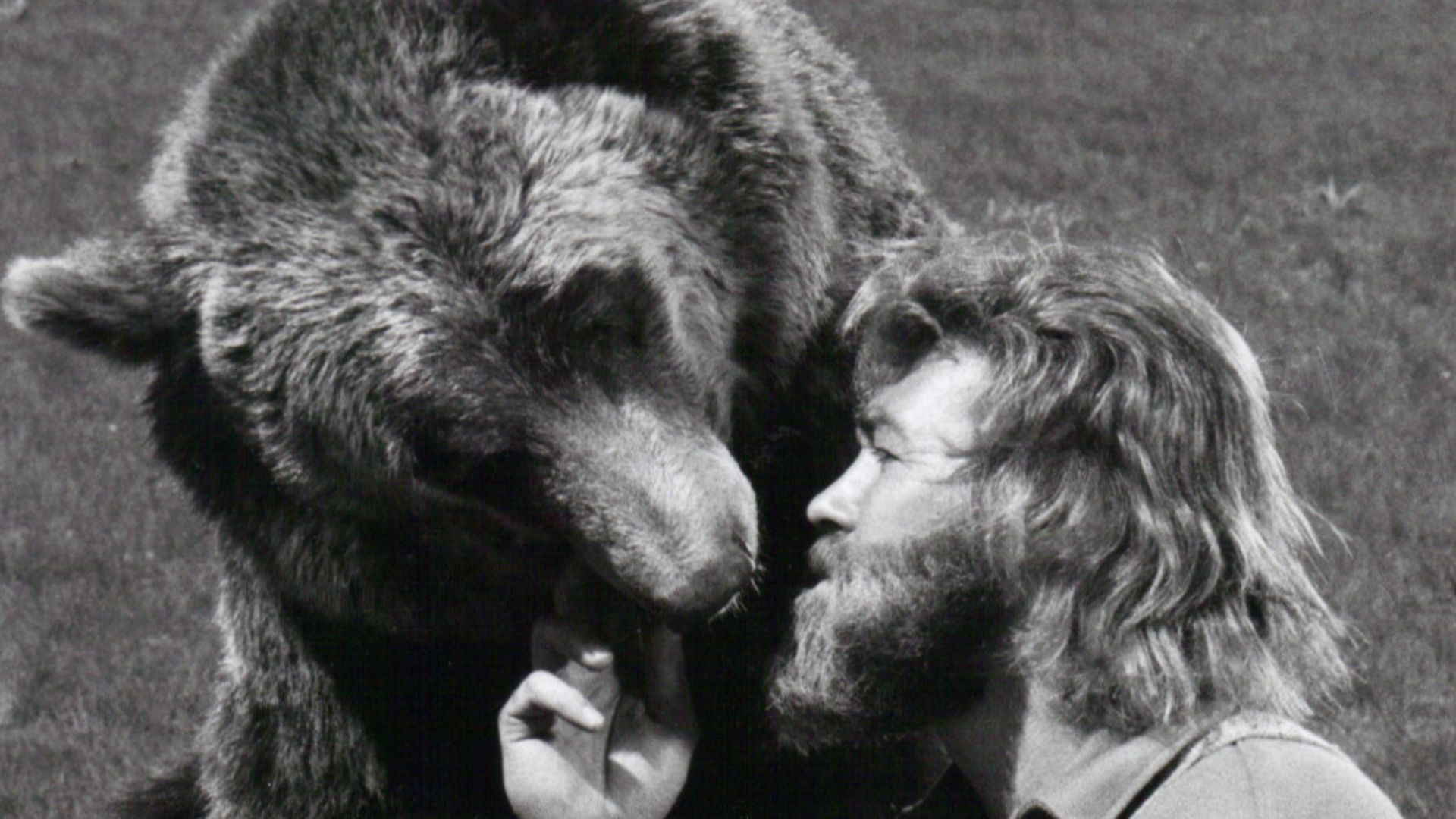 Photo of Dan Haggerty as Grizzly Adams and Ben from the television program The Life and Times of Grizzly Adams.