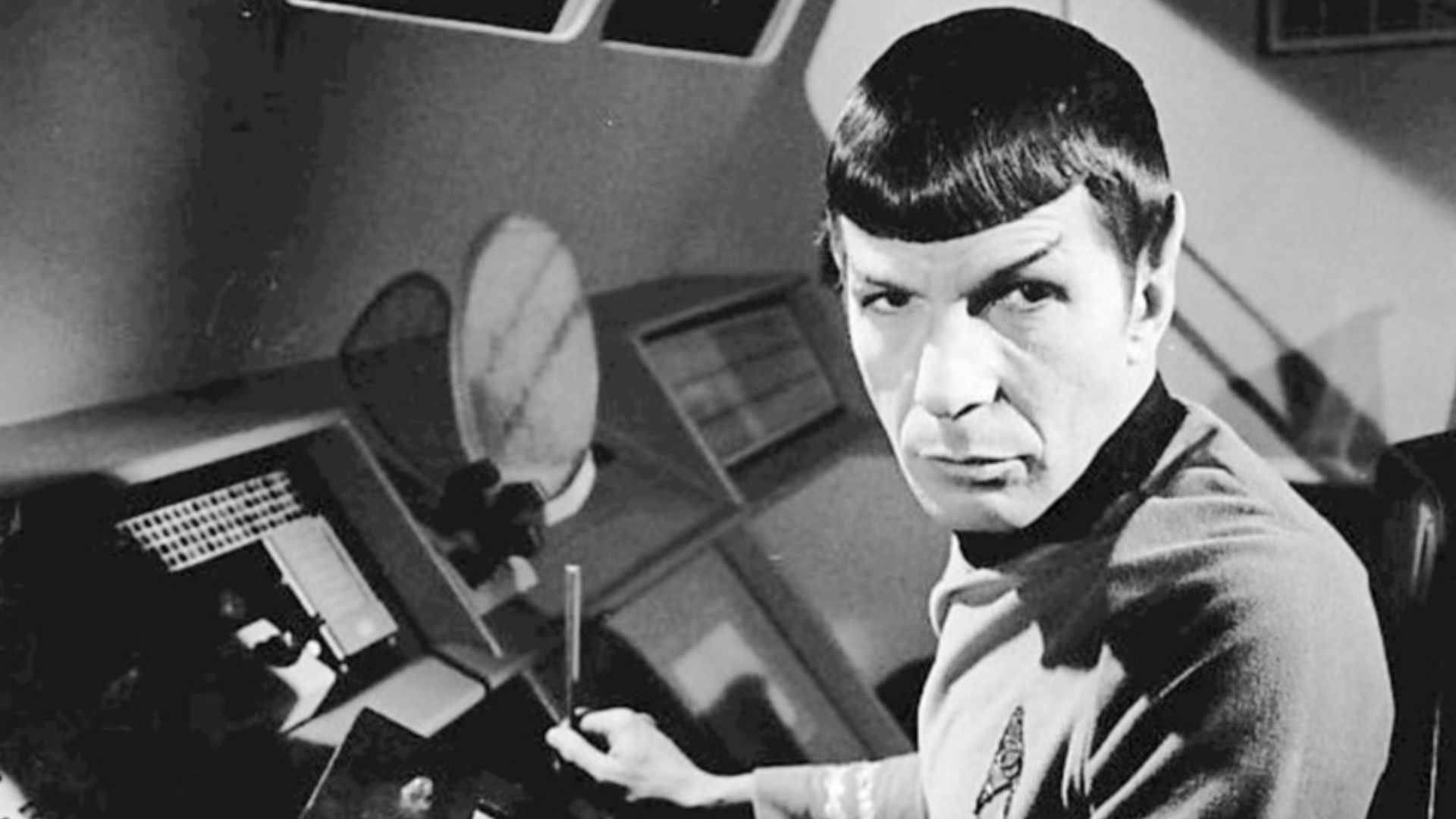 Photo of Leonard Nimoy as Spock from the television series Star Trek.