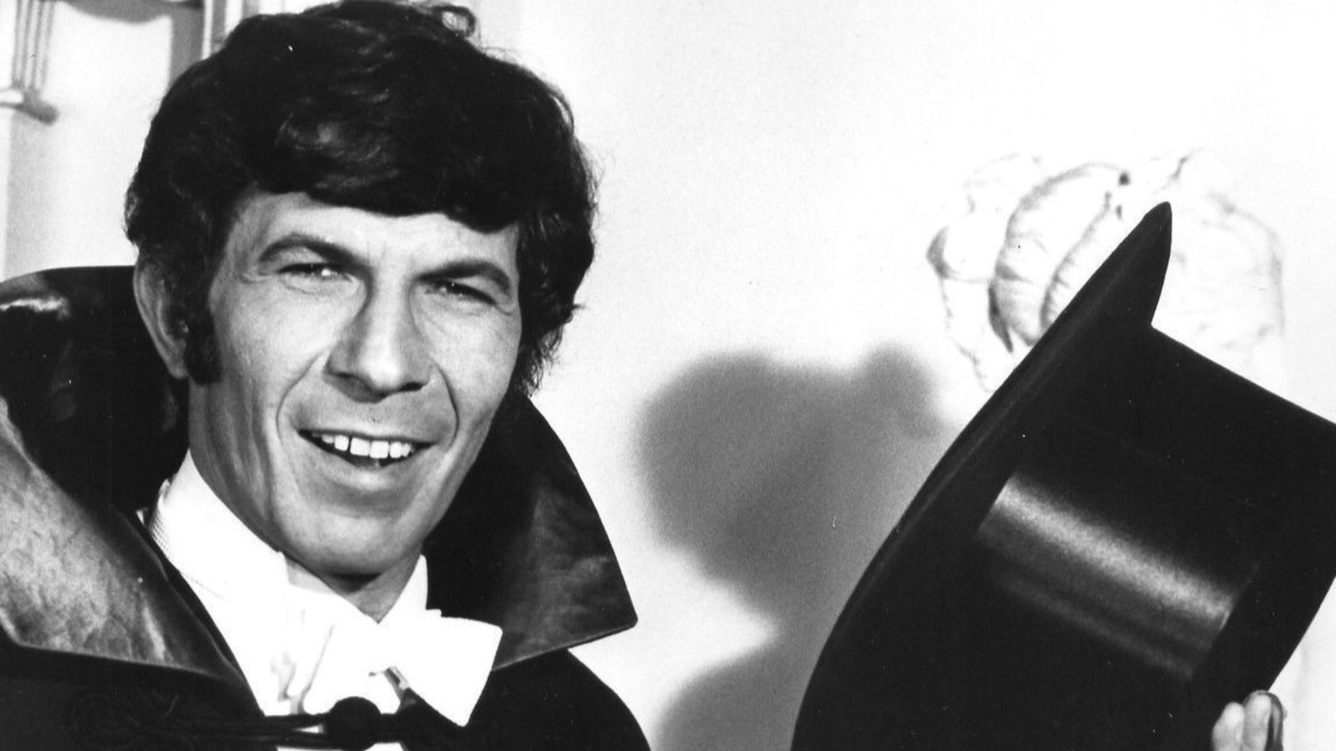 Photo of Leonard Nimoy from Mission Impossible.  As Paris, Nimoy poses as a famous magician to help the IMF foil a take-over of a European country.  This was the first 3-part Mission Impossible story for the television series.
