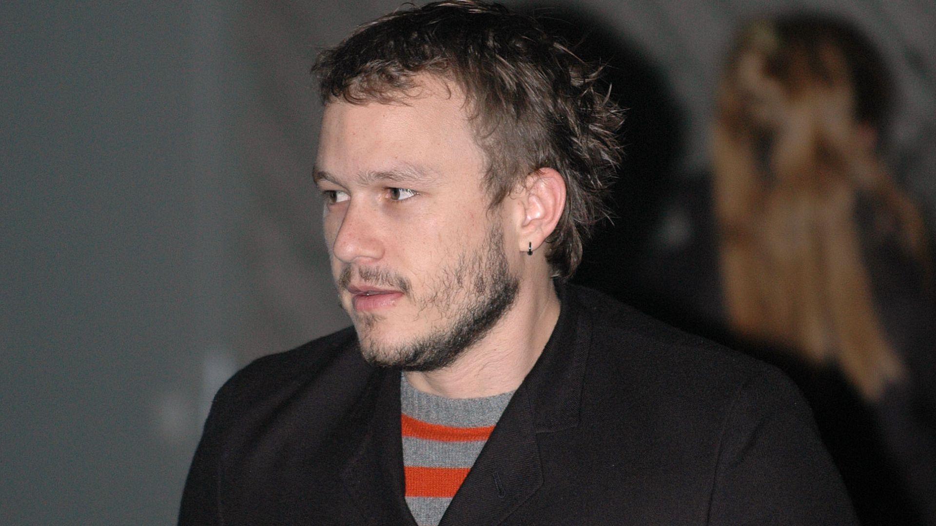 Heath Ledger at the press conference for his movie