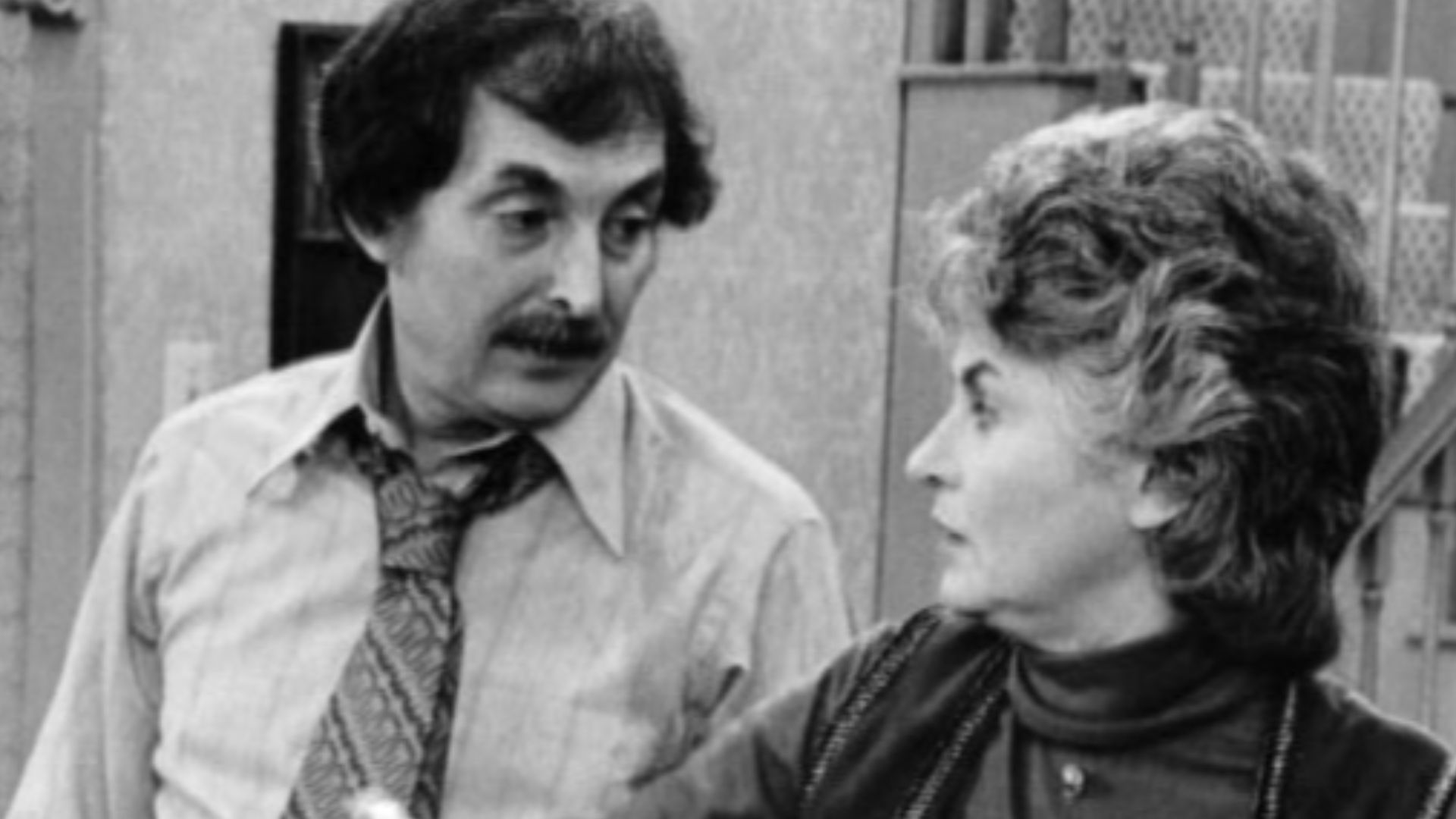 Publicity photo of Bill Macy and Bea Arthur from the television program Maude.