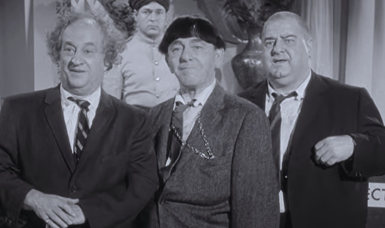 Screenshot from The Three Stooges Go Around the World in a Daze (1963)