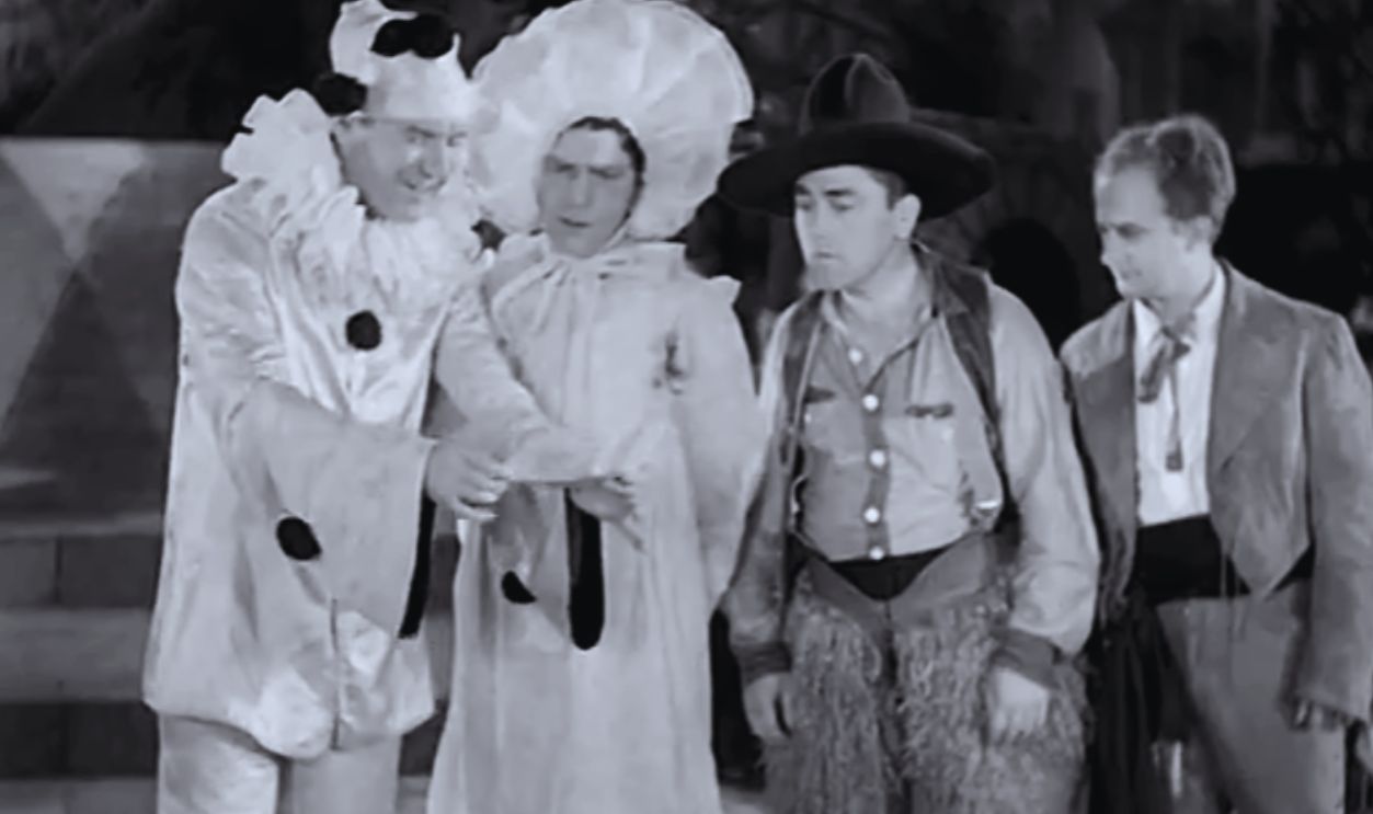 Screenshot from Soup to Nuts (1930)