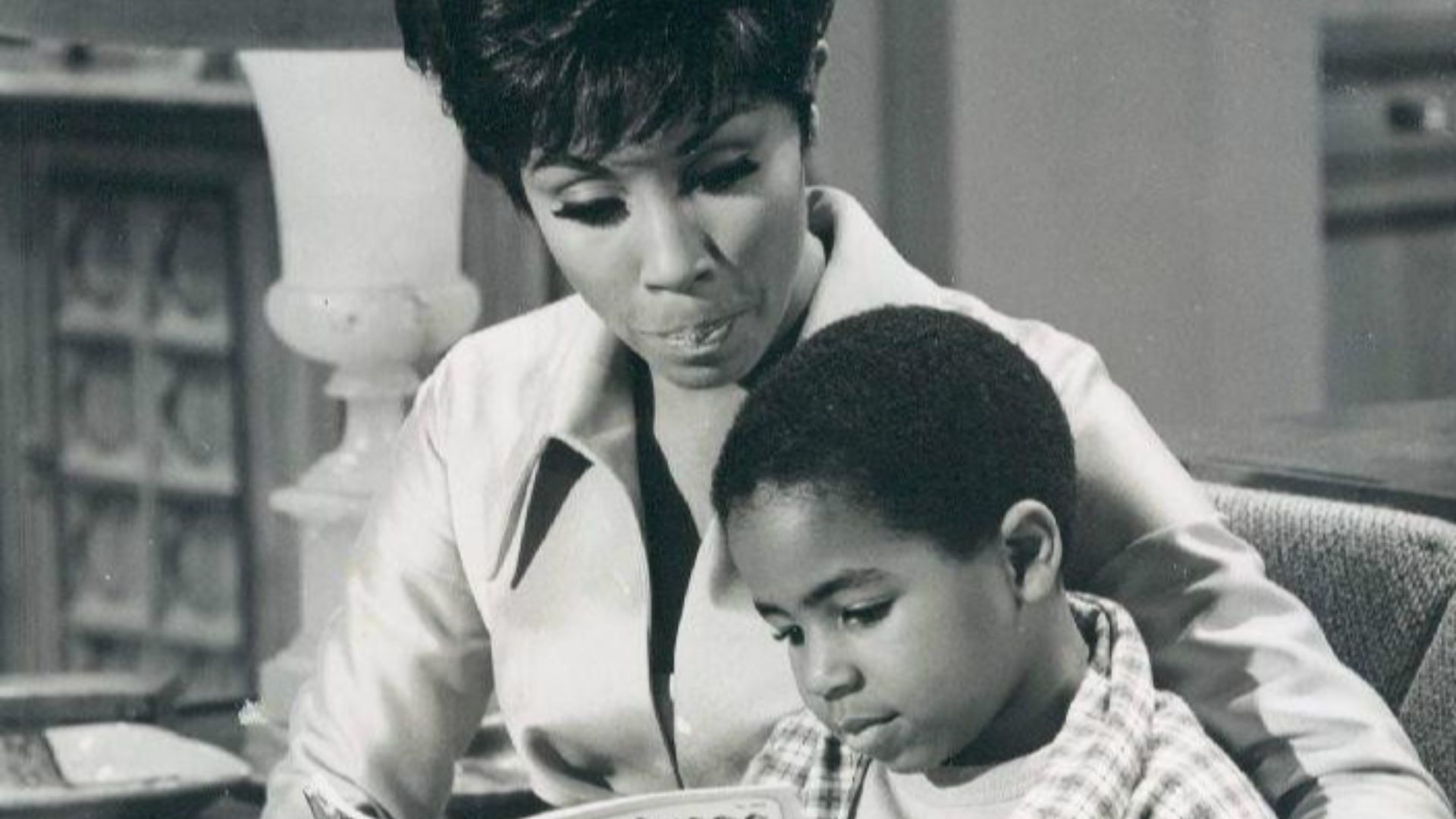Publicity photo of Diahann Carroll and Marc Copage from television program Julia.