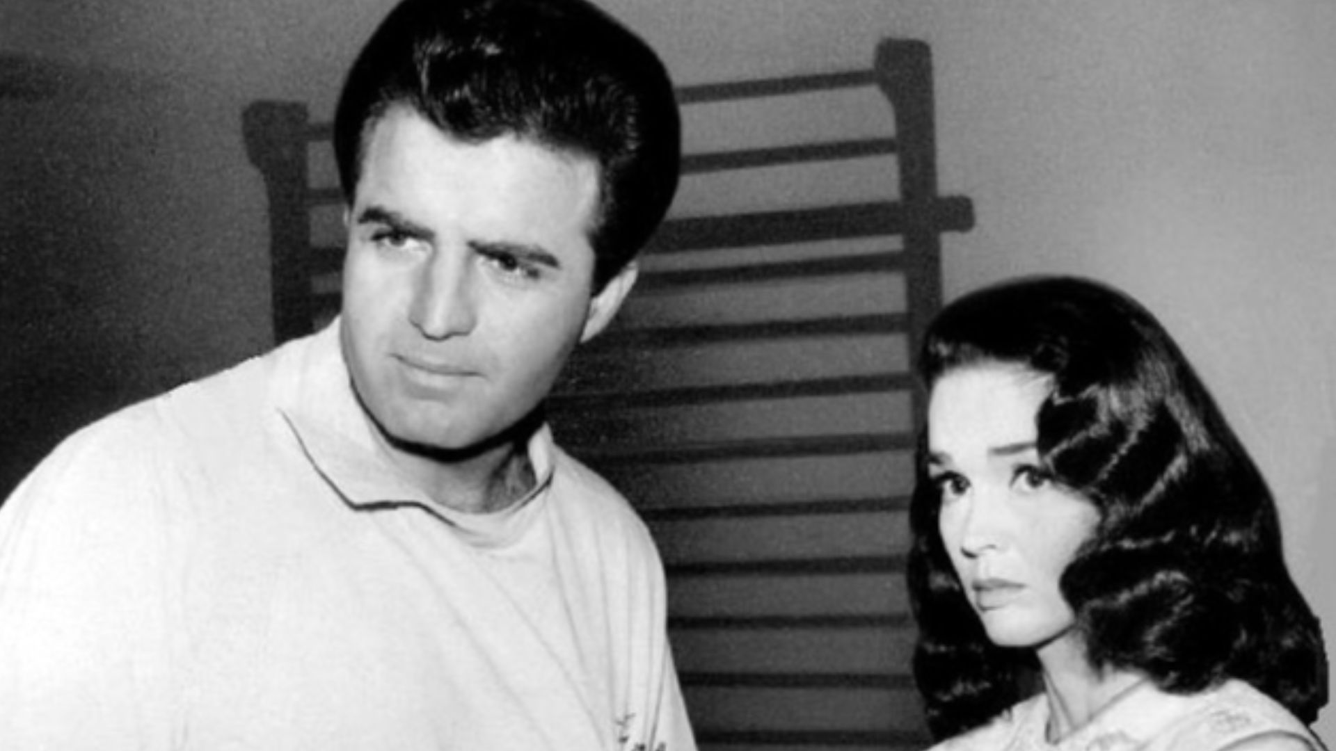 Photo of Vincent Edwards as Ben Casey and guest star Kathryn Crosby (second wife of Bing) from the television program Ben Casey.