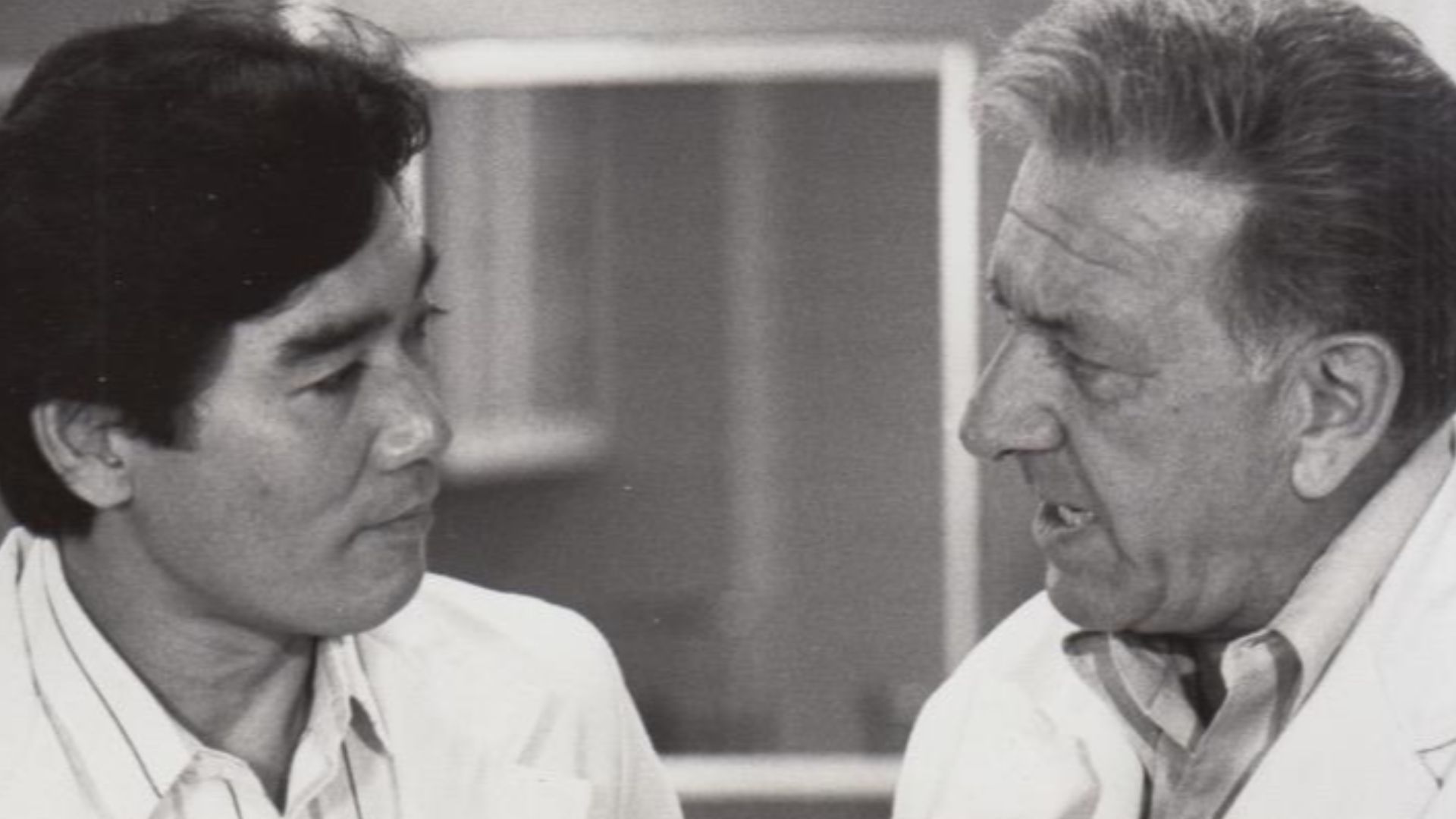 Press photo of (from left) Robert Ito and Jack Klugman for the 1976–1983 television series Quincy, M.E.