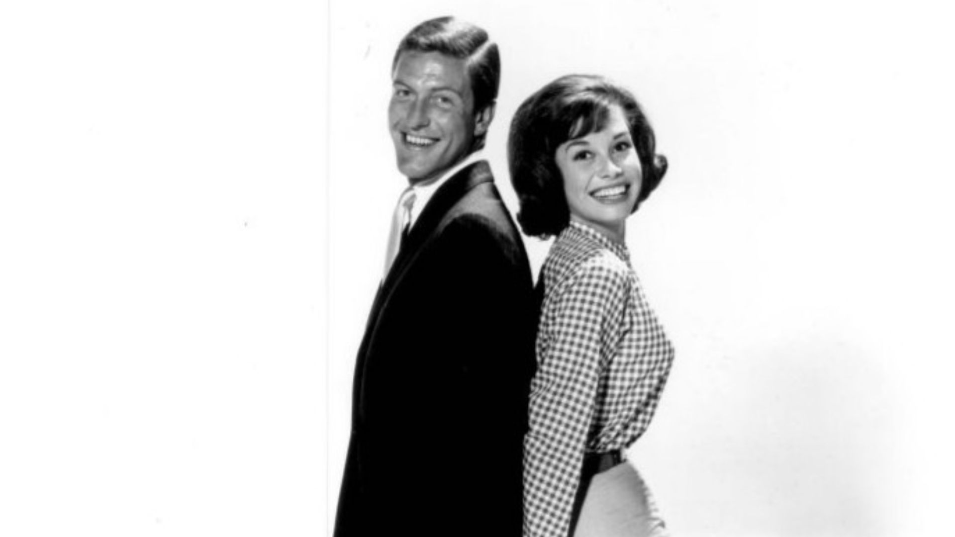Publicity photo of Dick Van Dyke and Mary Tyler Moore used for the premiere of the television program The Dick Van Dyke Show.