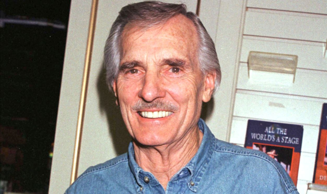 Actor Dennis Weaver poses during a signing of his new book
