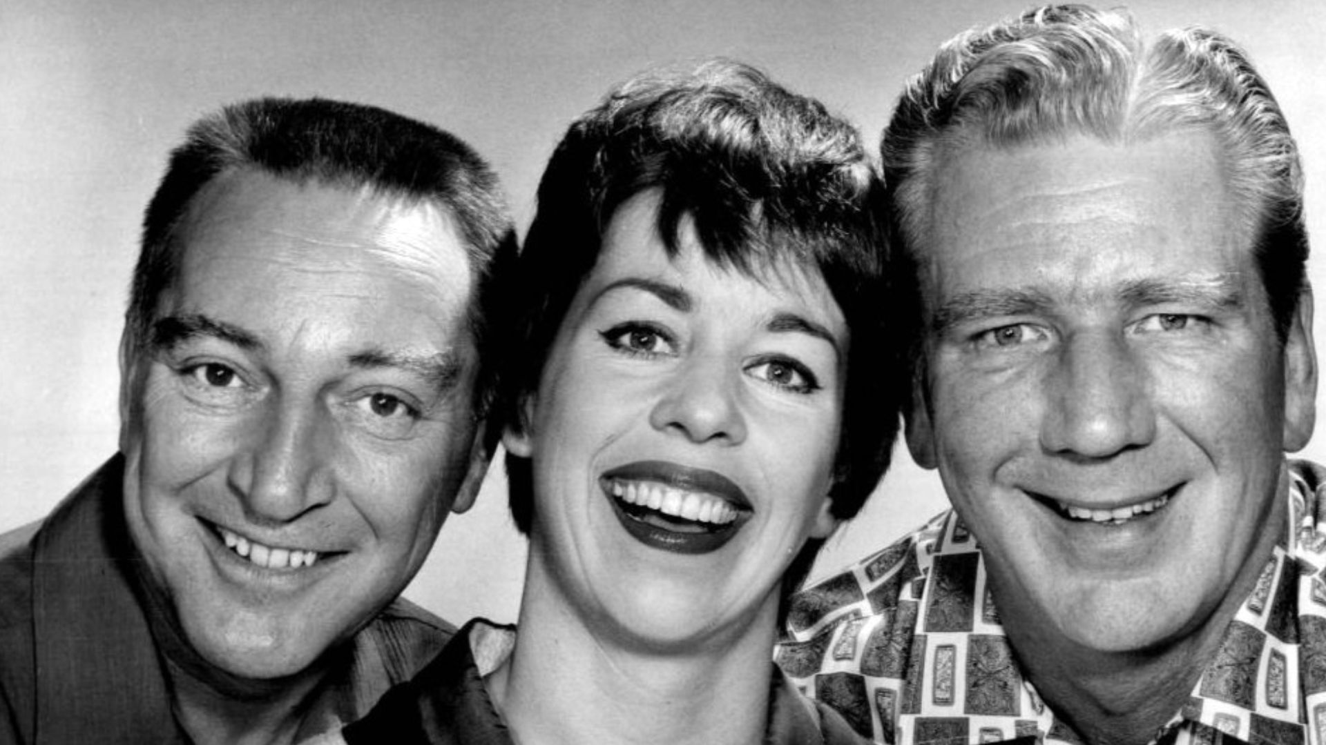 Cast photo from the television program The Garry Moore Show. From left: Garry Moore, Carol Burnett, Durward Kirby.