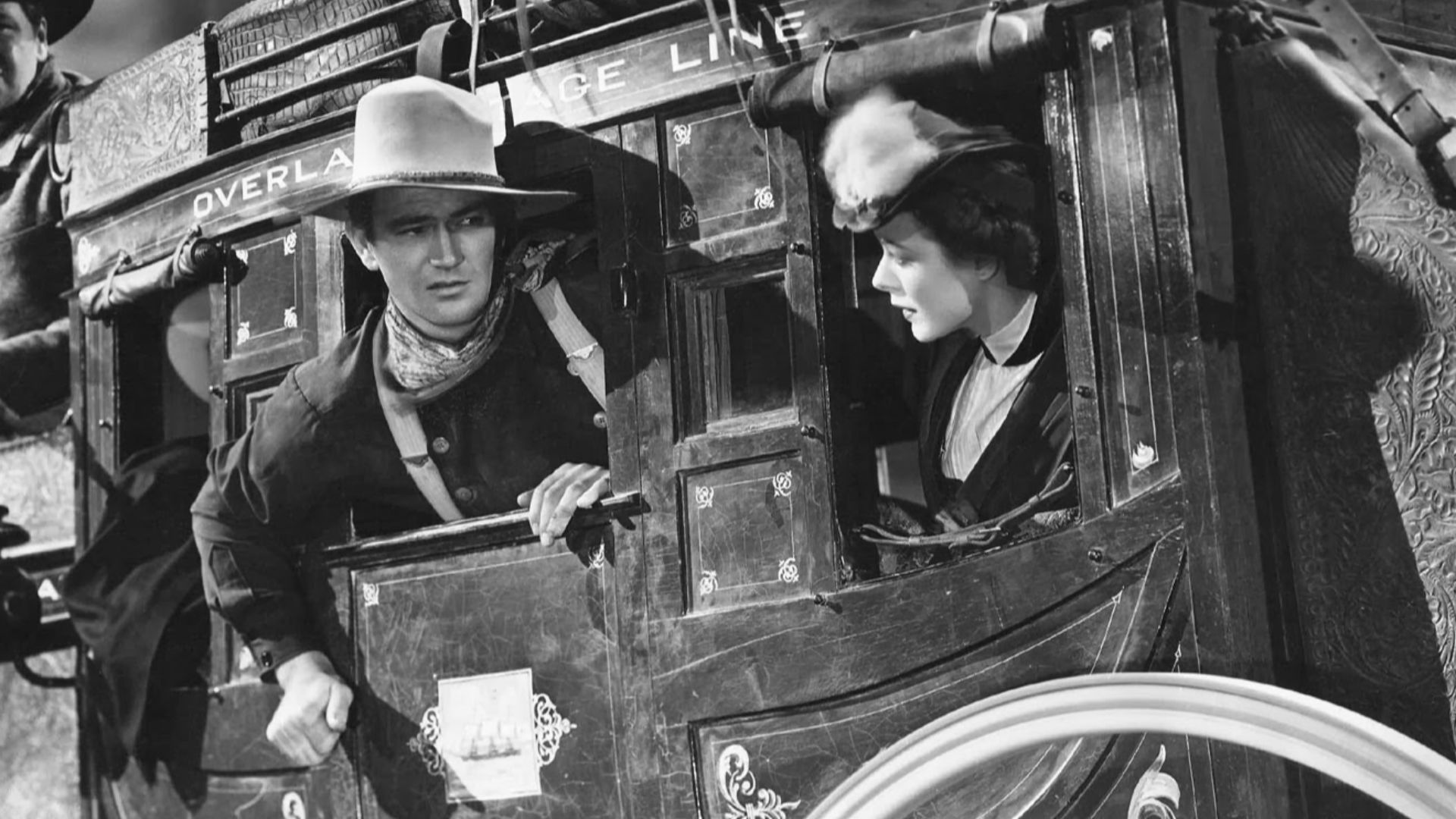 Promotional still from the 1939 film Stagecoach, published on the front cover of National Board of Review Magazine