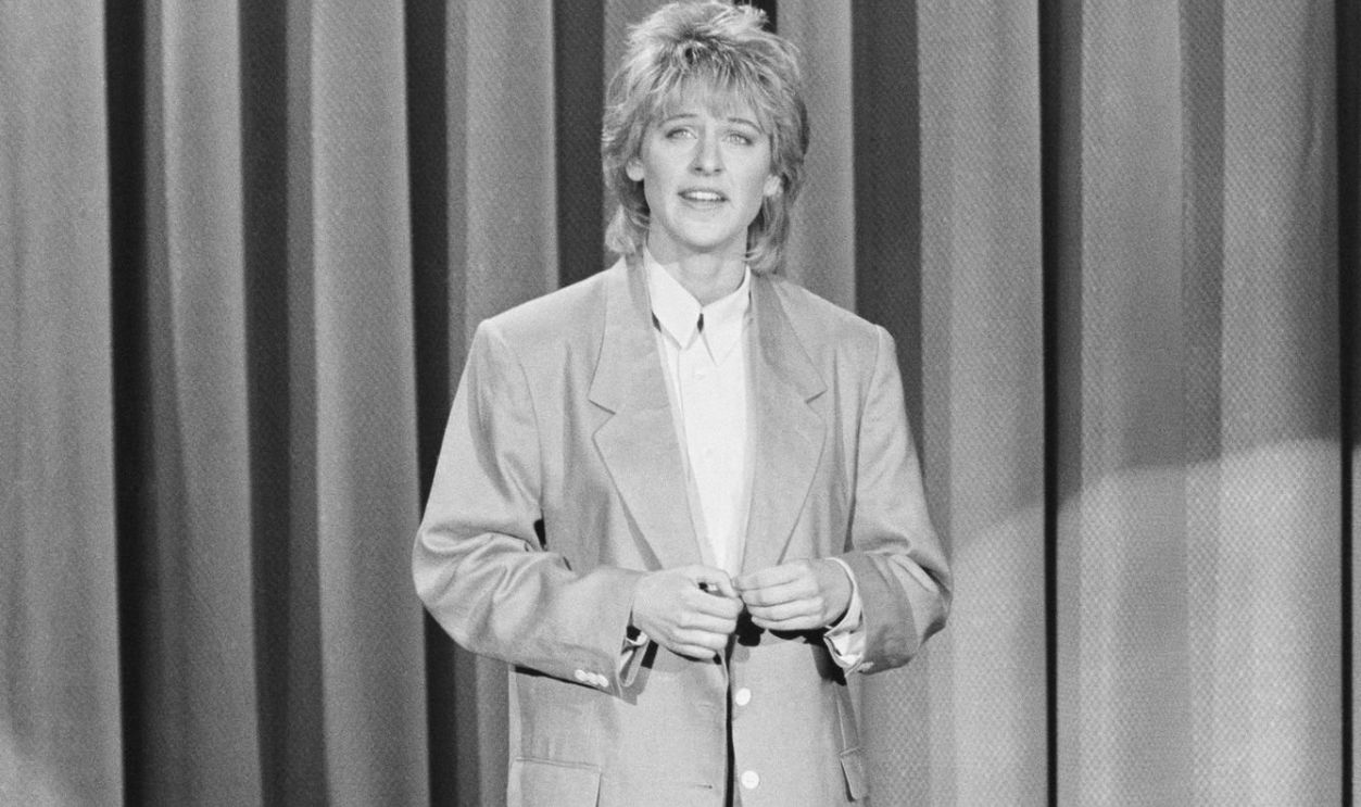 THE TONIGHT SHOW STARRING JOHNNY CARSON --Aired 5/21/87 -- Pictured: Ellen DeGeneres -- Photo by: Joseph Del Valle/NBCU Photo Bank